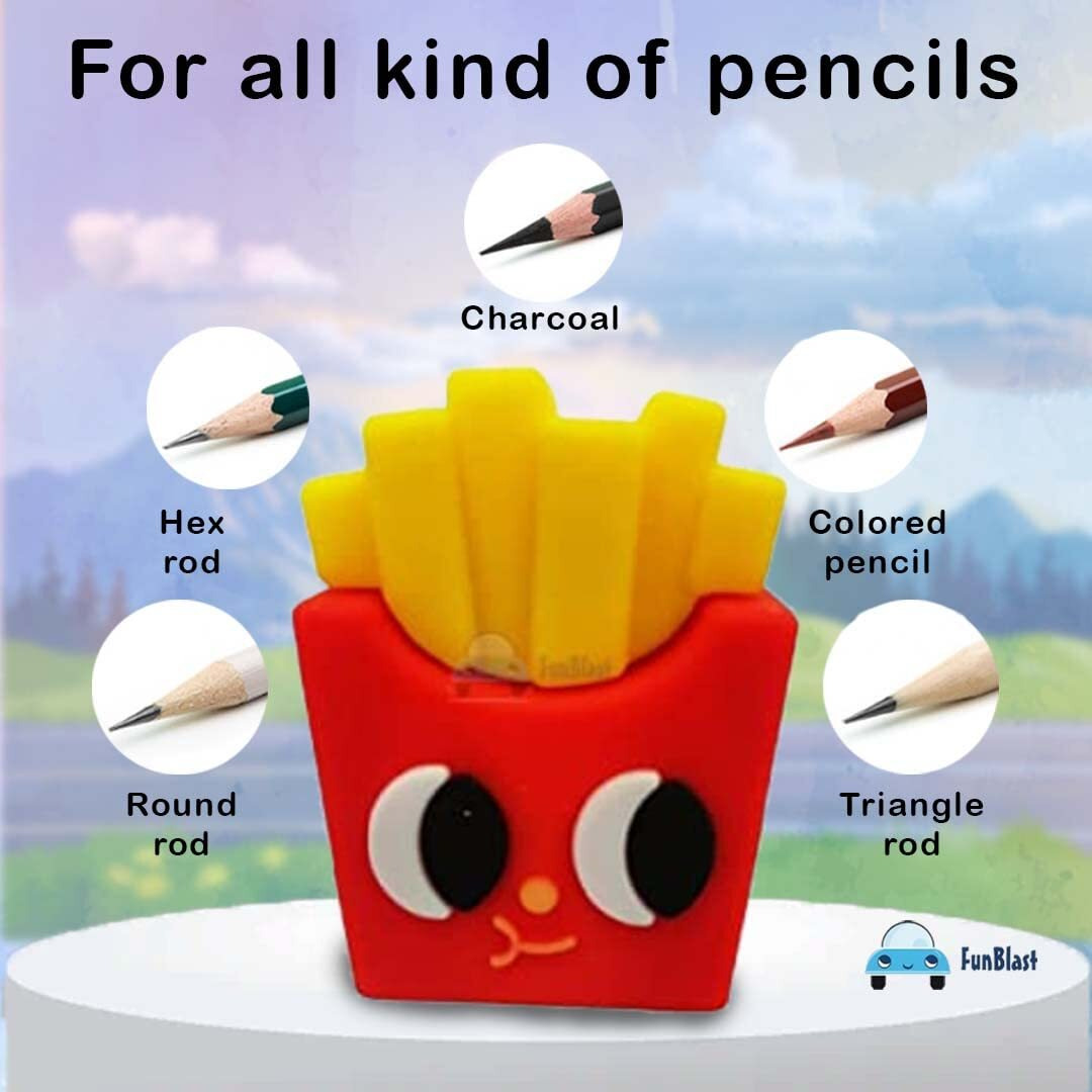 Funblast Kids' Stylish Stationary Set - Pencil Sharpener Machine, Fries Sharpener (3 Pcs)