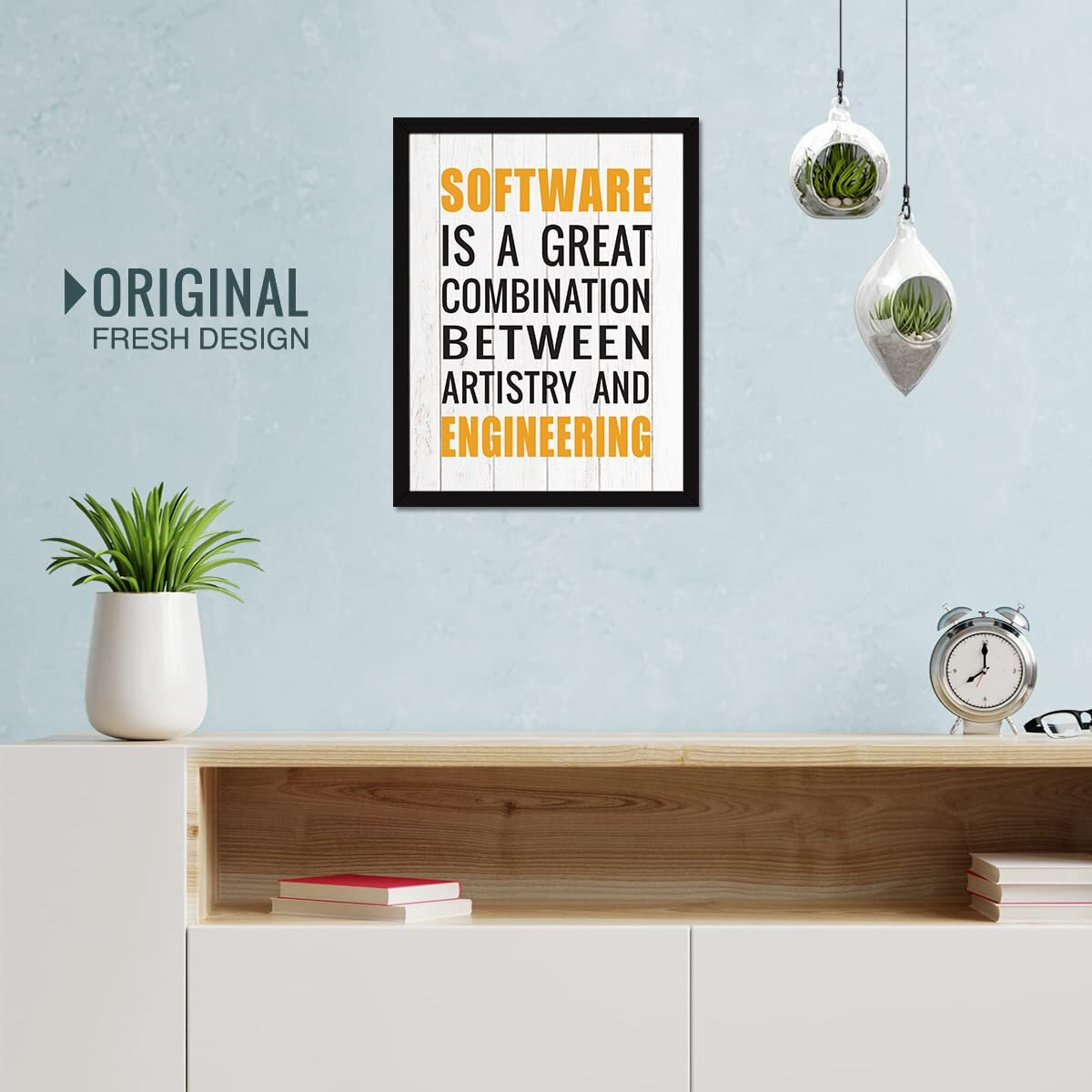 Chaka Chaundh - Coding Quotes Frames - Engineering Quotes Wall Frames - Quotes Wall Frames Coding - Programming Quotes Posters - (13.6 X 10.6 Inches) (Software Is A Great - White)