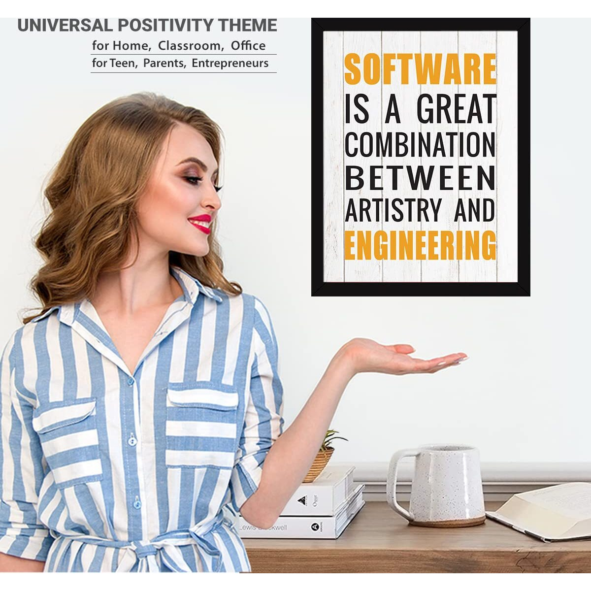 Chaka Chaundh - Coding Quotes Frames - Engineering Quotes Wall Frames - Quotes Wall Frames Coding - Programming Quotes Posters - (13.6 X 10.6 Inches) (Software Is A Great - White)