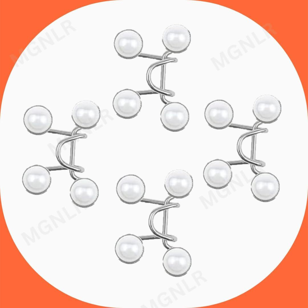 Mgnlr Instant Jeans Button Pins Waist Tightener Set, Make The Waist Fit For Skirt Pants Robe, No Sewing Required Adjustable Waist Buckle For Loose Jeans Pants (4Pcs White Waist Pin)