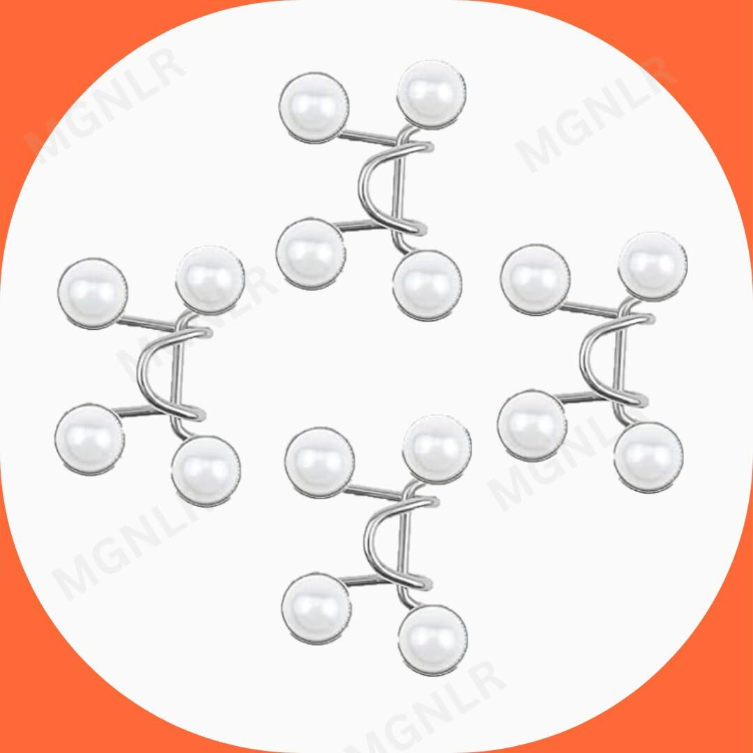 Mgnlr Instant Jeans Button Pins Waist Tightener Set, Make The Waist Fit For Skirt Pants Robe, No Sewing Required Adjustable Waist Buckle For Loose Jeans Pants (4Pcs White Waist Pin)