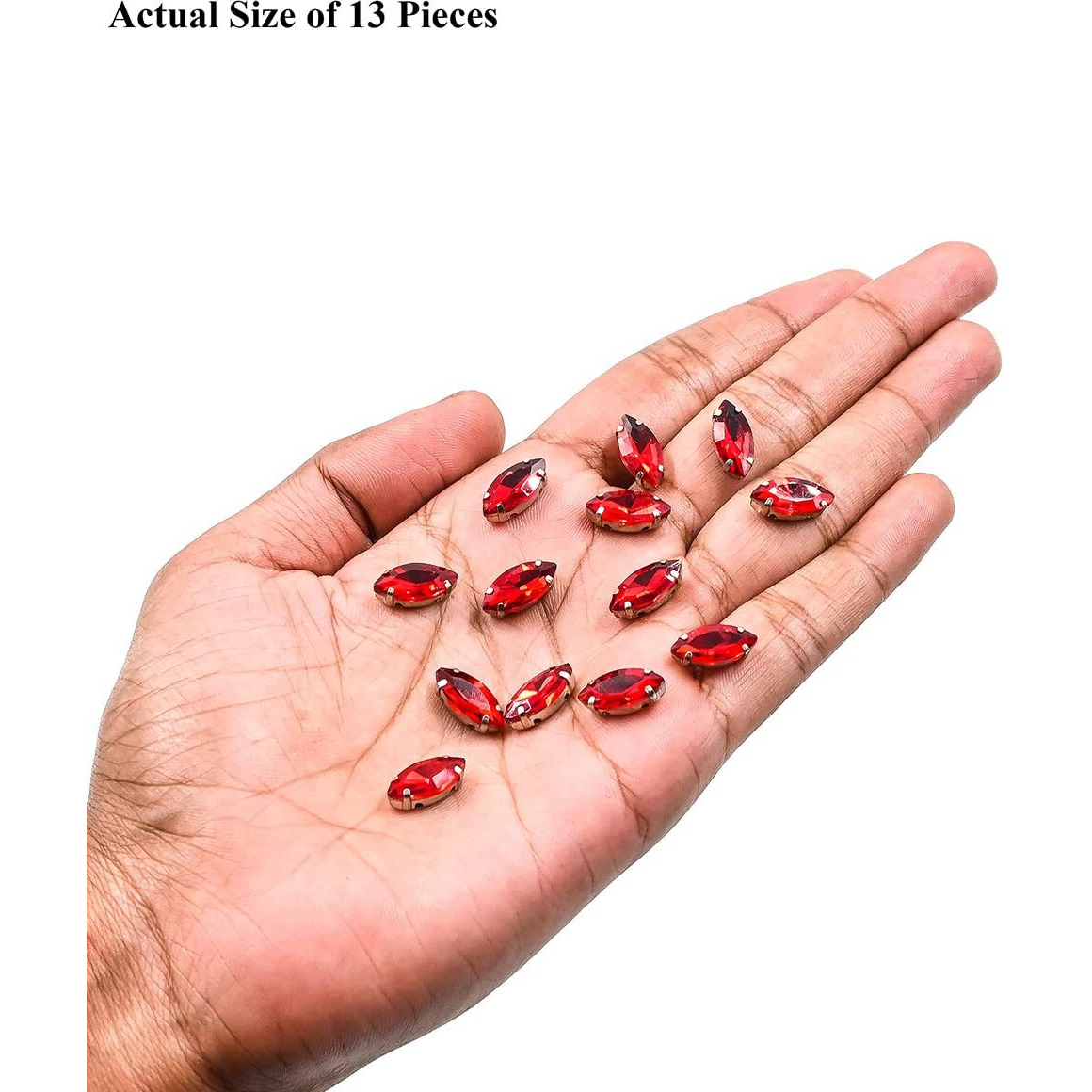 Embroiderymaterial Ruby Red Sew On Glass Rhinestones For Embroidery, Jewellery Making, Crafts, Diy In Metal Base Claw Setting (50 Pieces, 5X10Mm, Eye Boat Marquise Shape)