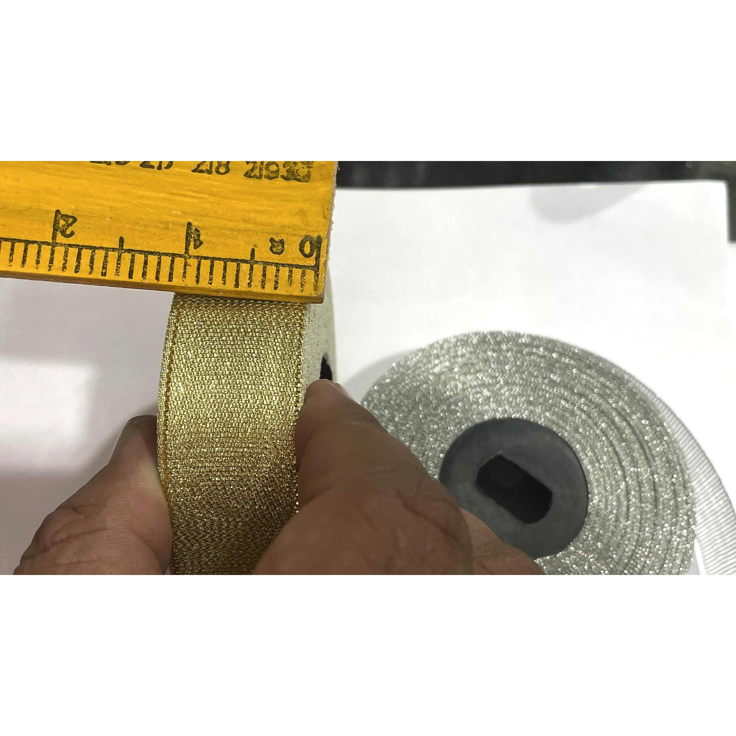 Omx Net Ribbon Decoration, Gift Wrapping, Multi-Purpose Use (Gold And Silver, Total 50 Mtr, Size  1 Inch) (25 Mtr Of Silver & 25 Mtr Of Gold)