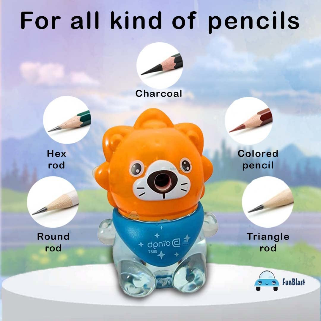 Funblast Sharpener For Kids  Lion Pencil Sharpener, Table Sharpener Machine (Blue)