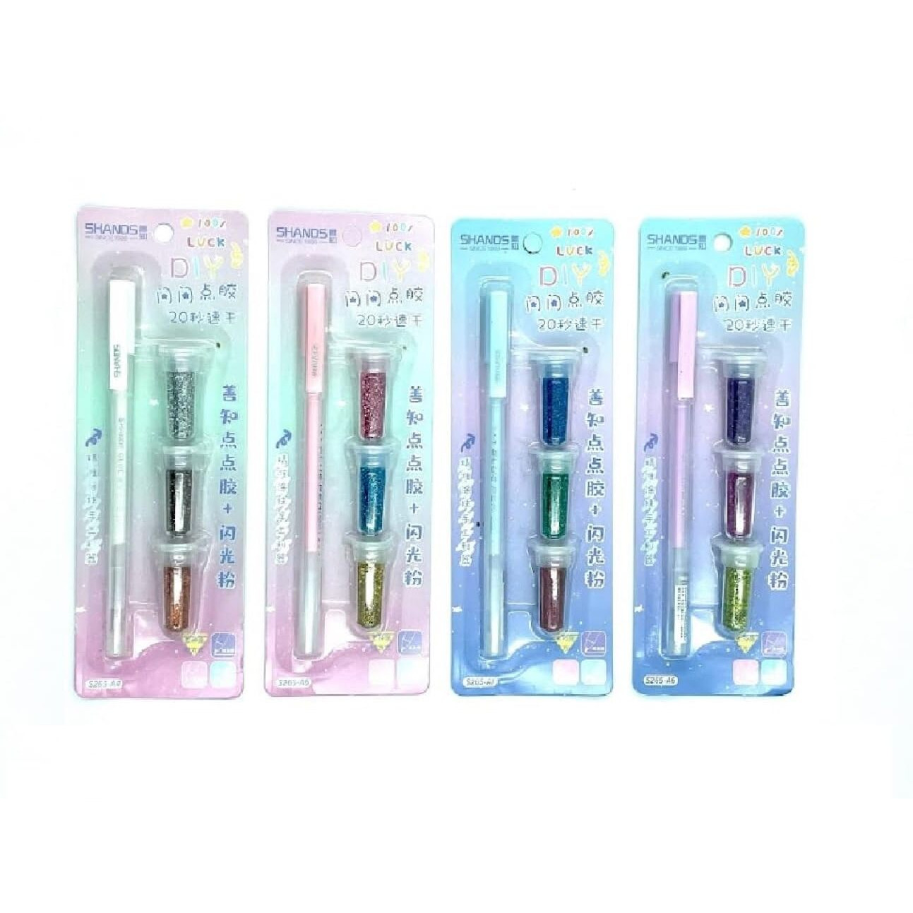 Artbee Set Of 4 Glue Pen With Glitter Powder, 12 Color Glitter For Art And Craft.