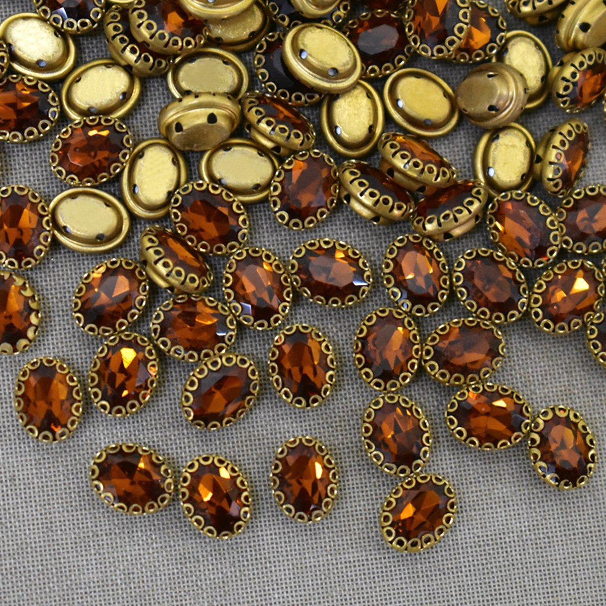 Embroiderymaterial Jewellery Making Sew On Rhinestone (Gold, Honey) -25 Pieces