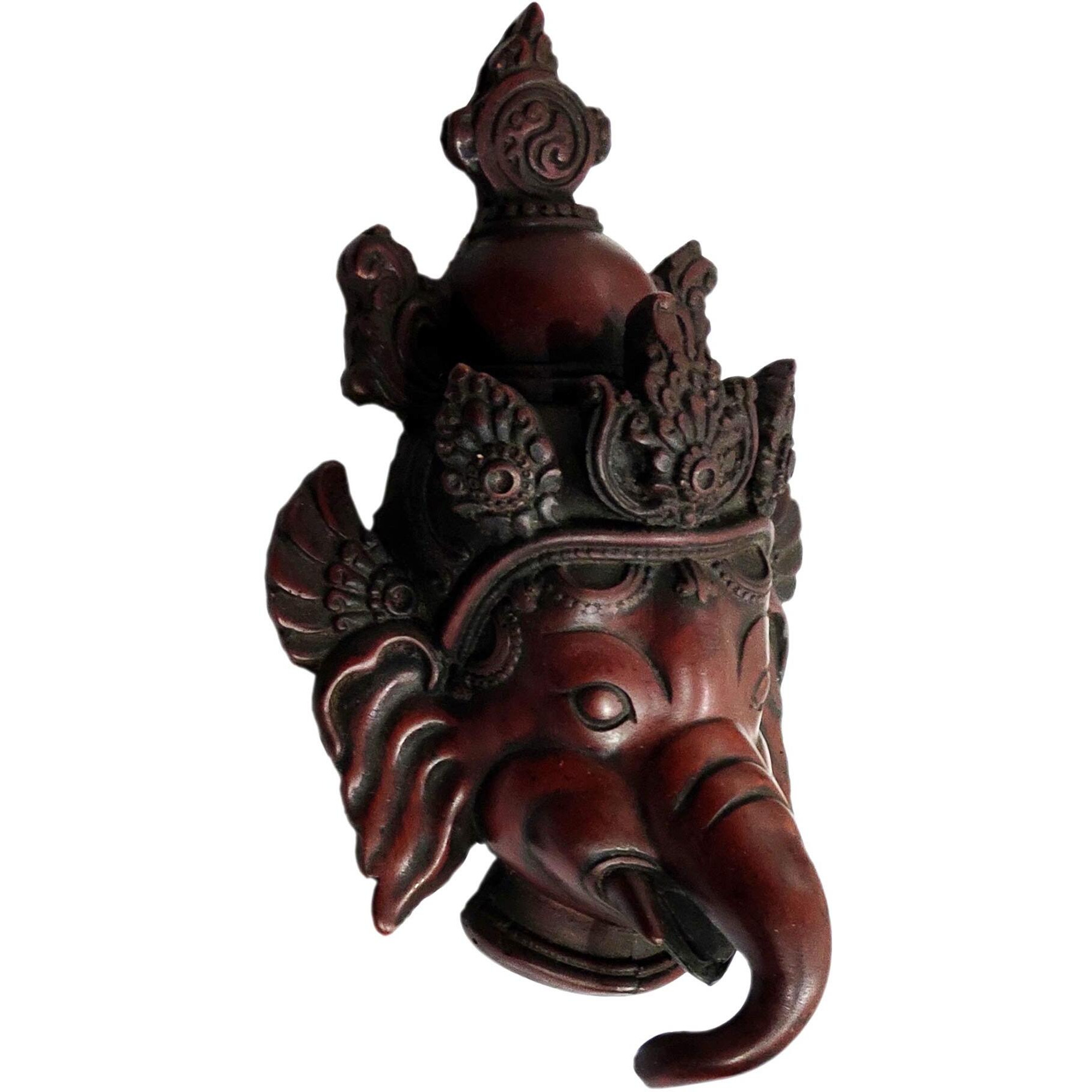 Purpledip Resin Idol Krodhit Ganesha Dakshin Murti Angry Ganapathi Wall Hanging Stone Finish Mask (11800)