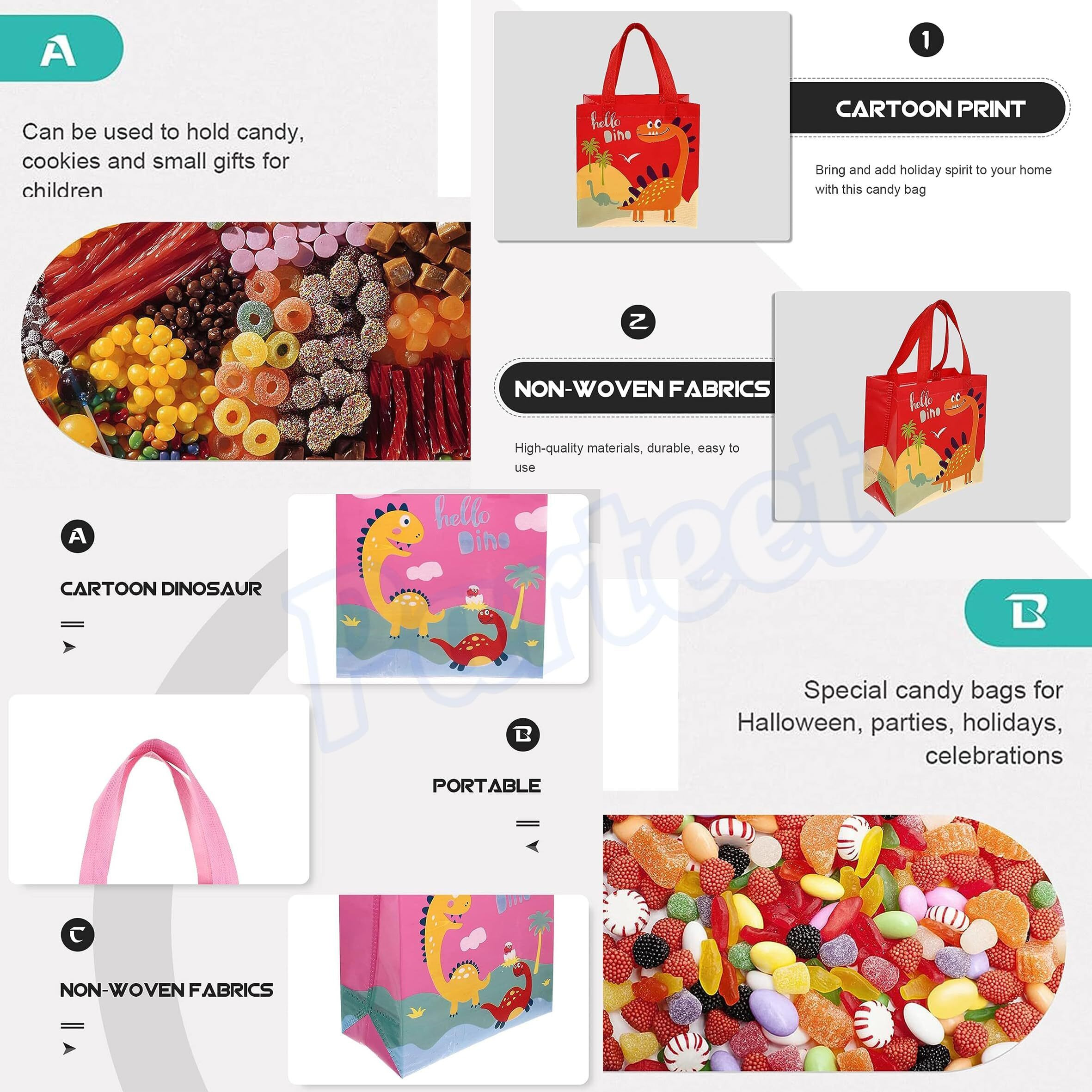 Parteet Paper Cartoon Theme Gift Carry Bags - Medium Size Party Goodies Bag (Multicolor)