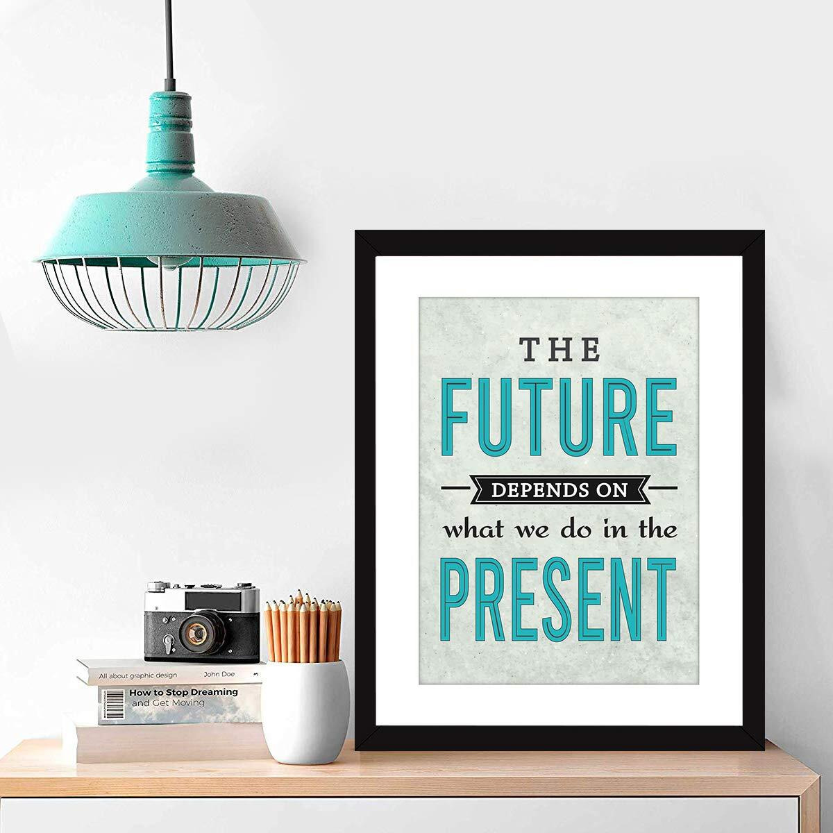 Chaka Chaundh Synthetic Wood Motivational Photos With Quotes Framed Poster (34 X 27 X 4 Cm) Multicolor