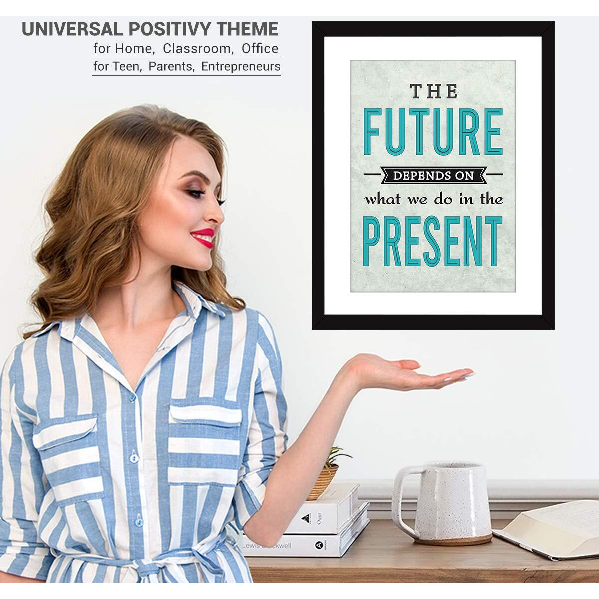 Chaka Chaundh Synthetic Wood Motivational Photos With Quotes Framed Poster (34 X 27 X 4 Cm) Multicolor