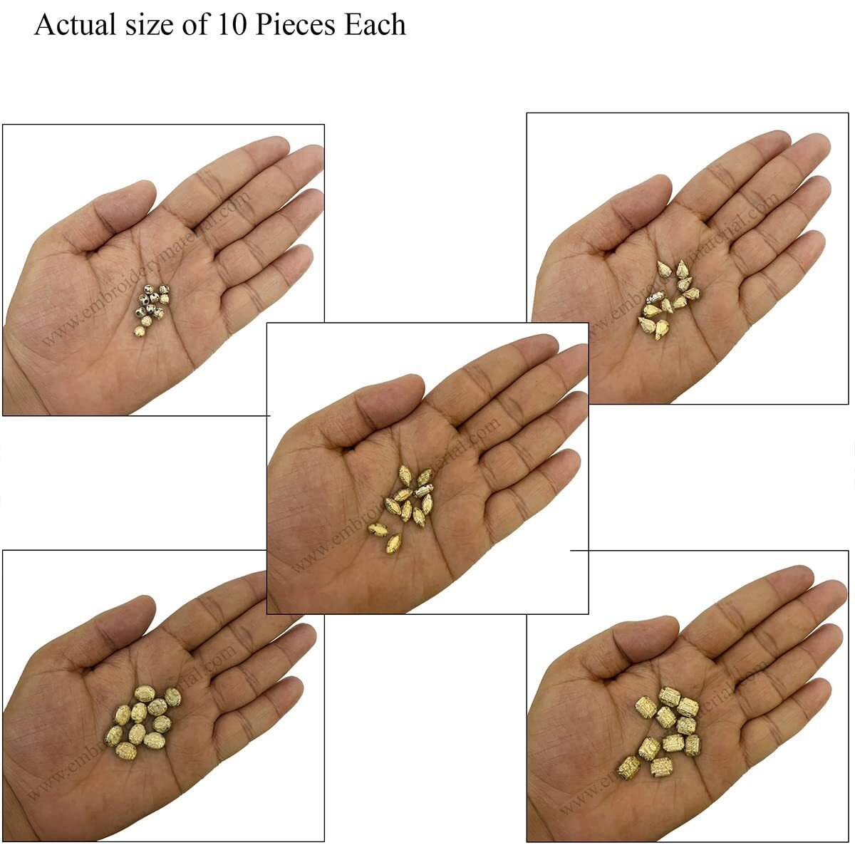 Embroiderymaterial Gold Flat Back Sew On Rhinestones In Brass Setting For Jewellery Making, Embroidery, Diy, Crafts Toran Making Etc, Sewing Bling Embellishments (50 Pieces, 10 Pieces/Shape)