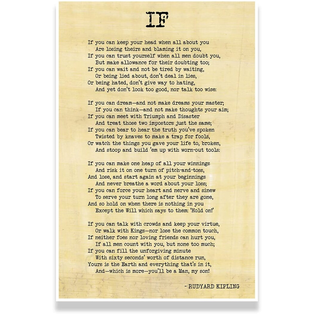 Alter Ego If By Rudyard Kipling Famous Inspirational Poem Wall Poster (Multicolour)