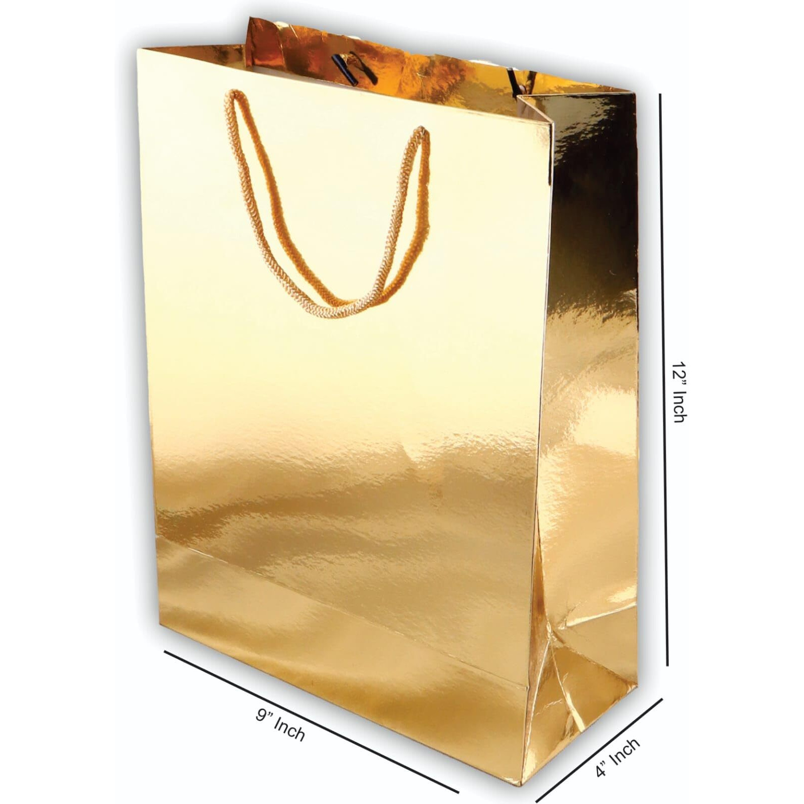 Amit Marketing Foiling Paper Bag With Handle I Plain Paper Carry Bags I For Return Gifting Shopping Packaging Diwali Corporate Event Weddings Birthday Party Festival Presents - L9Xw4Xh12 Inch (Gold, 20 Pcs)