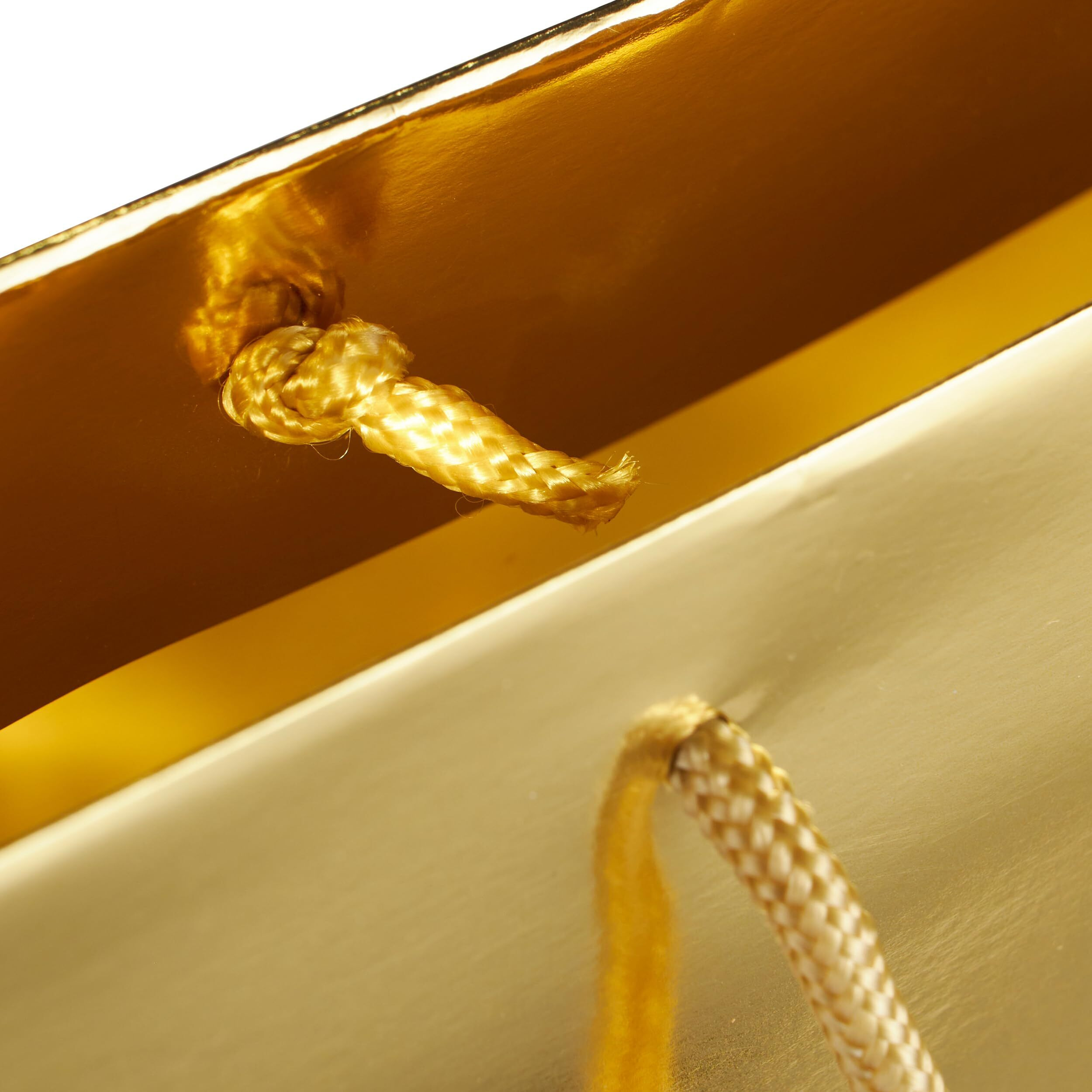 Amit Marketing Foiling Paper Bag With Handle I Plain Paper Carry Bags I For Return Gifting Shopping Packaging Diwali Corporate Event Weddings Birthday Party Festival Presents - L9Xw4Xh12 Inch (Gold, 20 Pcs)
