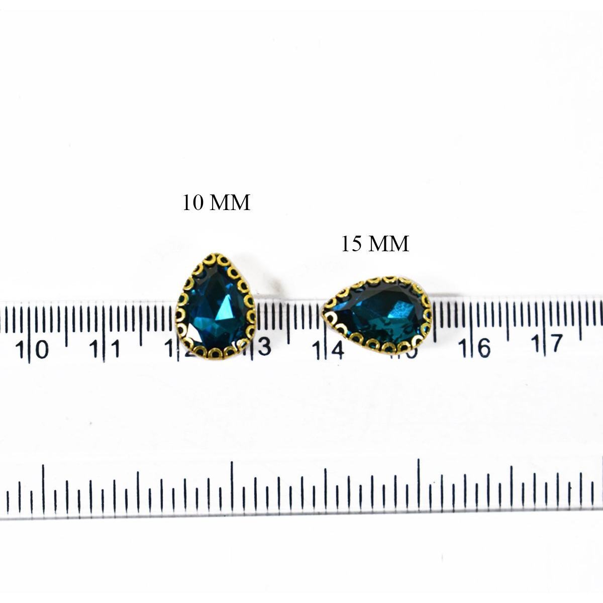 Embroiderymaterial Sew On Rhinestones For Jewellery Making, Embellishments For Clothing, Decoration, Craft Projects, Home Decor, Embroidery, Diy Projects | Dark Aqua Blue | 10X15Mm | 10 Pcs