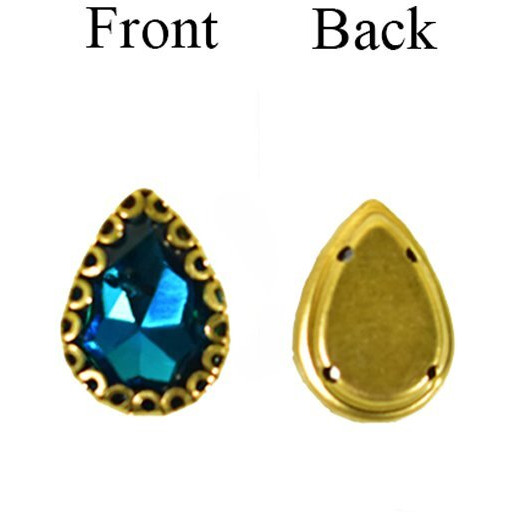 Embroiderymaterial Sew On Rhinestones For Jewellery Making, Embellishments For Clothing, Decoration, Craft Projects, Home Decor, Embroidery, Diy Projects | Dark Aqua Blue | 10X15Mm | 10 Pcs