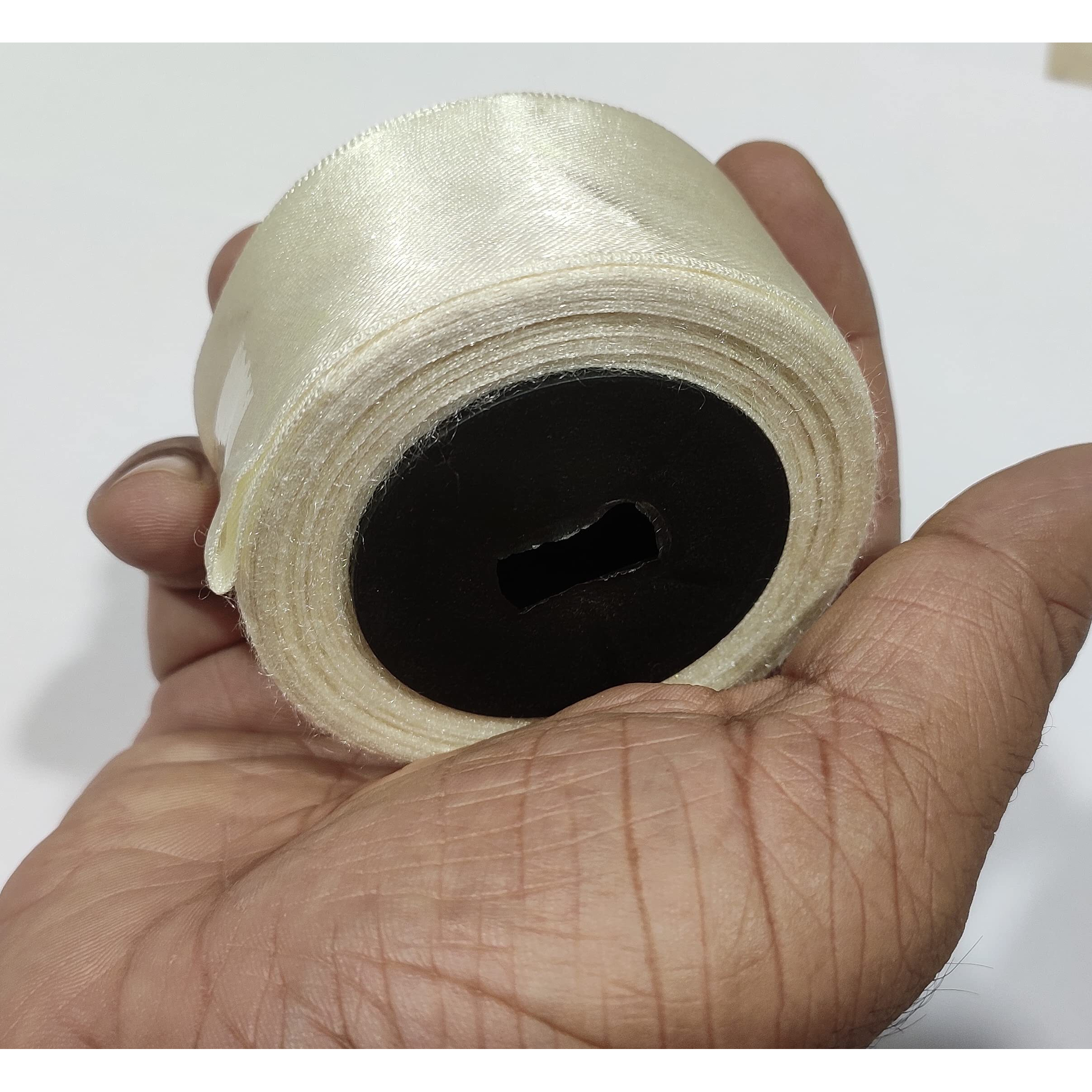 Omx Satin Ribbon Decoration, Gift Wrapping, Multi-Purpose Use, Size  1.5 Inch (Off White - Cream, Total 20 Mtr - 2 Rolls, 10 Mtr In 1 Roll)