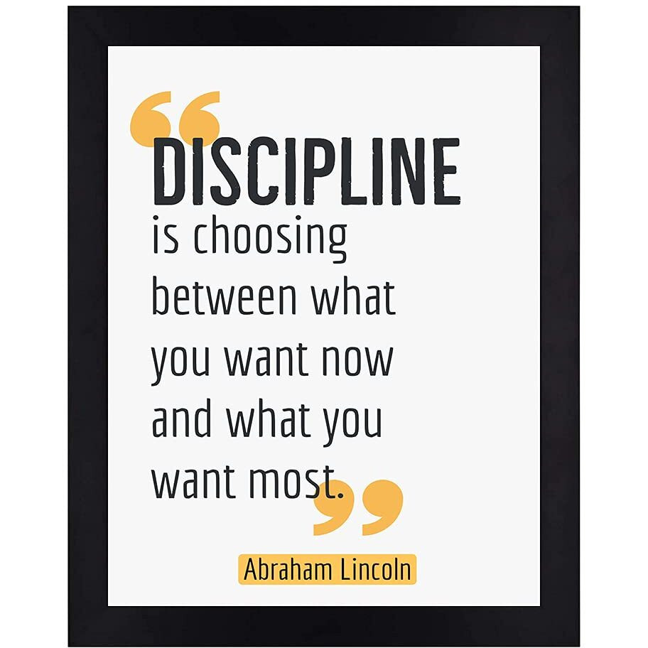 Interio Crafts Discipline Motivational Framed Poster For Office Wall Decor (Frame Size 13&quotX10" Inches,Material  Synthetic Wood)