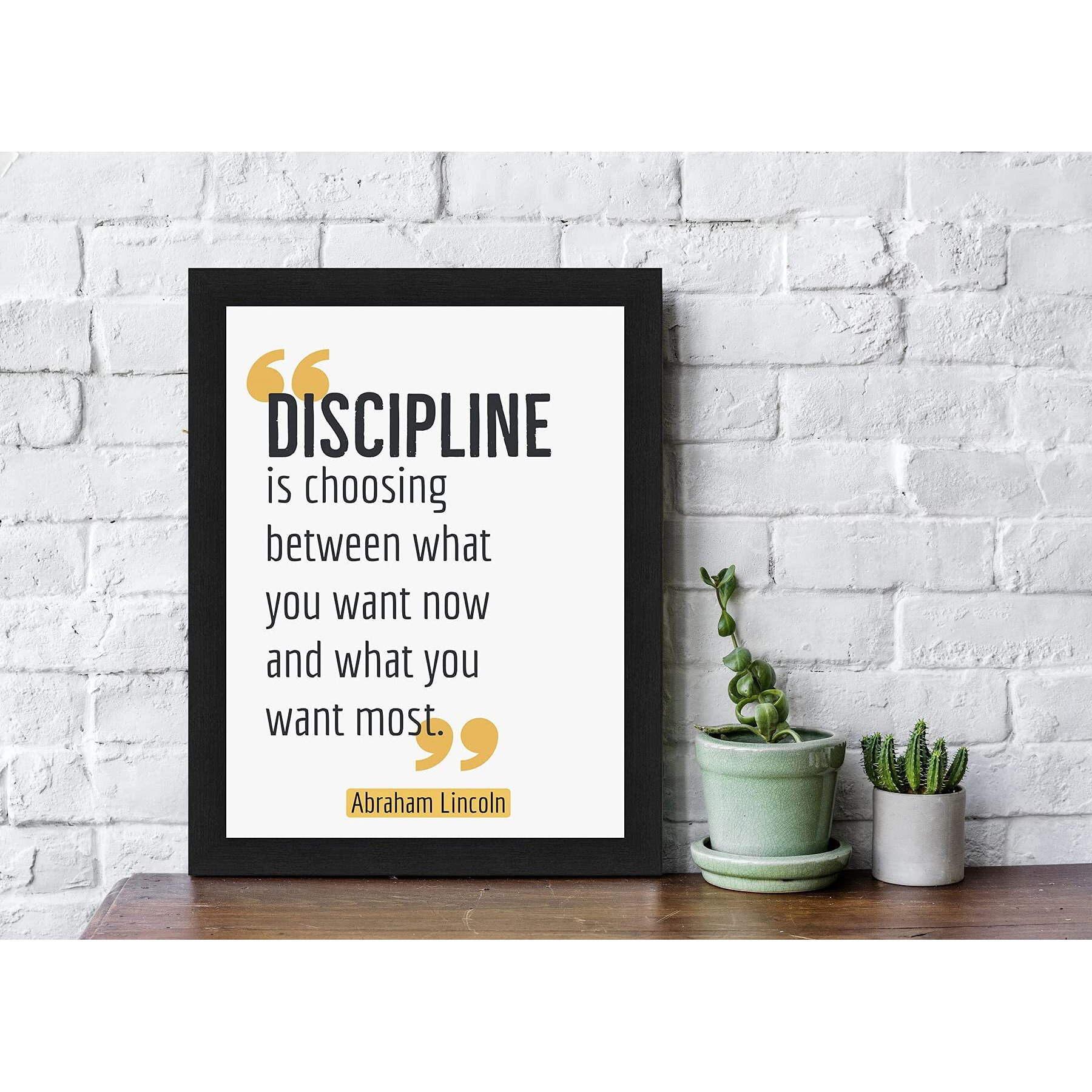 Interio Crafts Discipline Motivational Framed Poster For Office Wall Decor (Frame Size 13&quotX10" Inches,Material  Synthetic Wood)