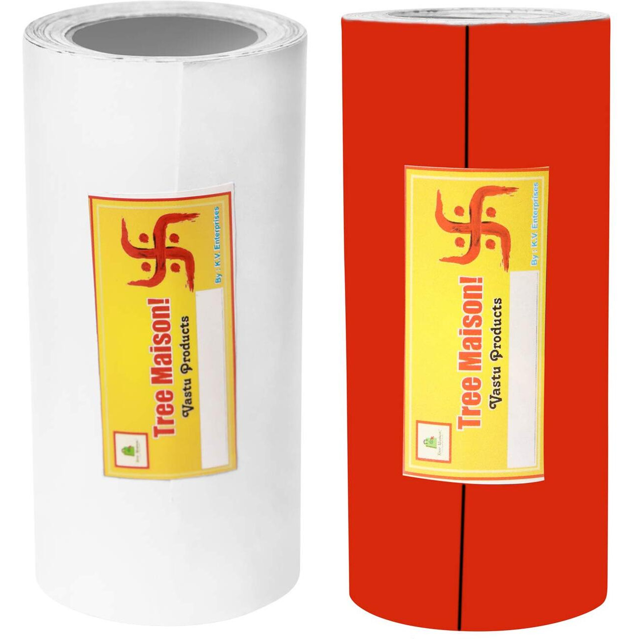 Treemaison Vastu Combo Of White-Red Color Tape | Size - 4 Inch | Length- 8 Feet (Approx) |Vastu Tape Remedy For Toilet | Main Door Entrance | Tape Remedy | (Pack Of 2)