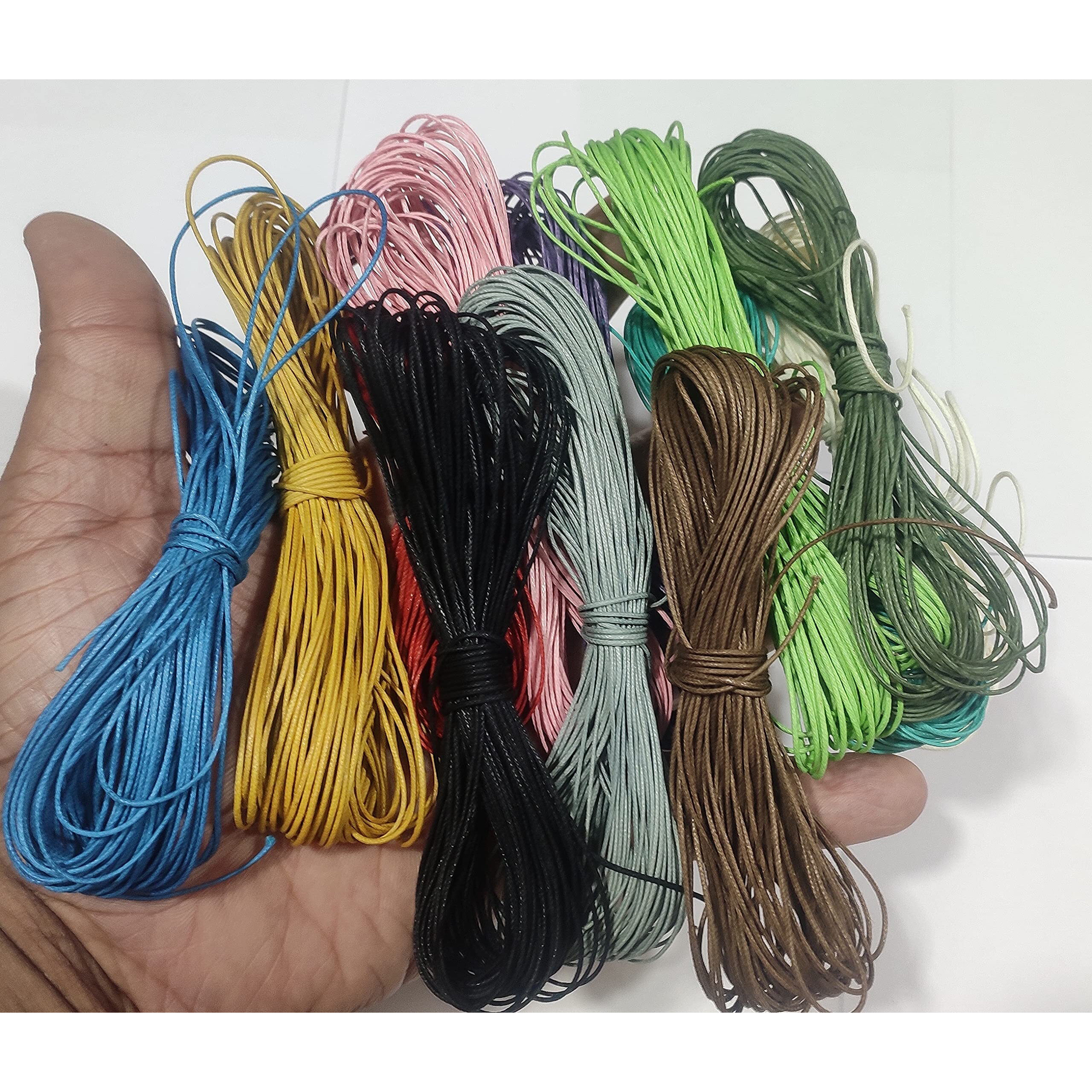 Omx 12 Rolls, 0.5 Mm (Total - 120 Mtr - 10 Mtr Each Colour) Waxed Cotton Cord, Waxed Thread Braided Strings For Craft Making, Diy, Beading, 12 Colors, 10 Meters Each