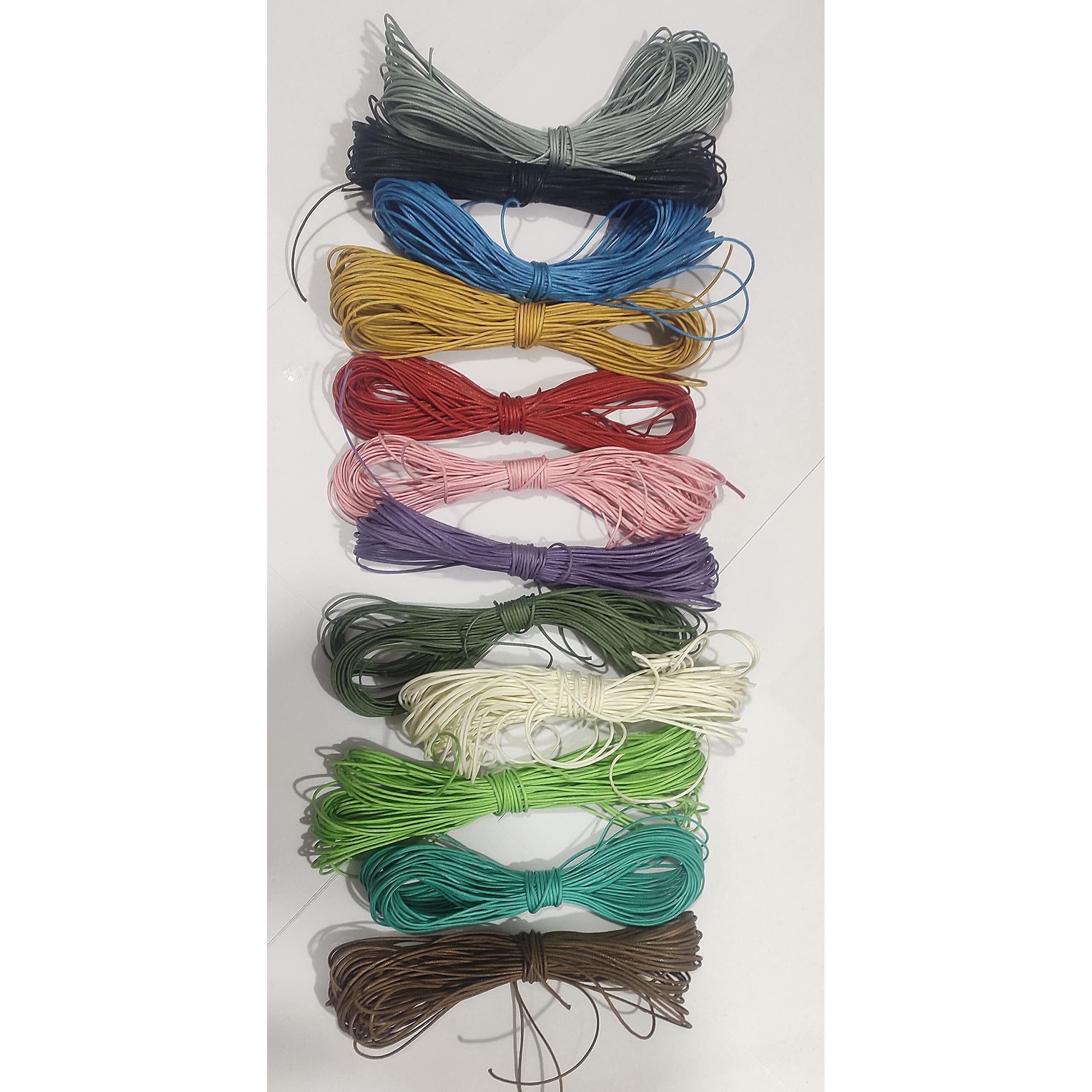Omx 12 Rolls, 0.5 Mm (Total - 120 Mtr - 10 Mtr Each Colour) Waxed Cotton Cord, Waxed Thread Braided Strings For Craft Making, Diy, Beading, 12 Colors, 10 Meters Each