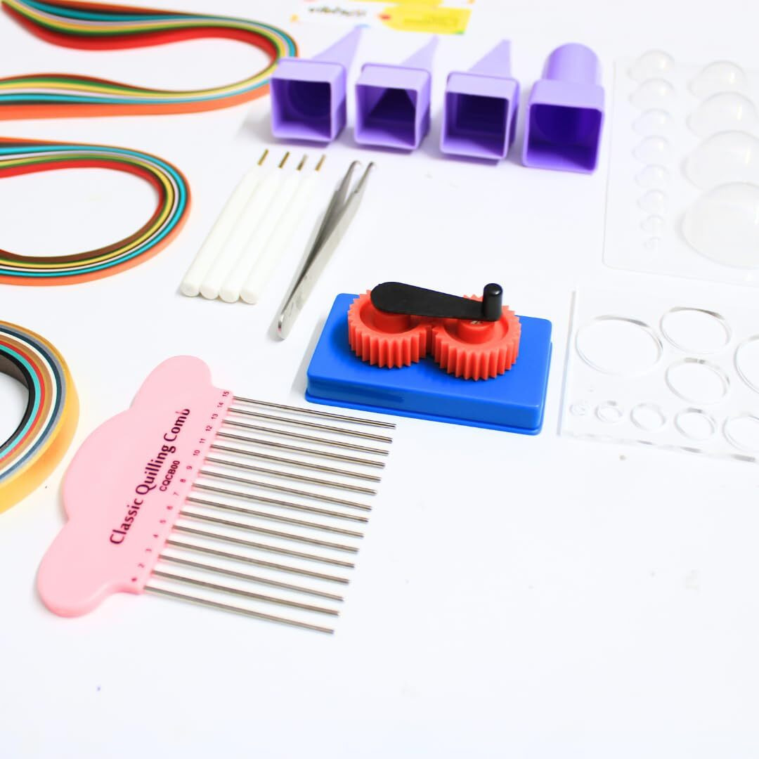 Vibhuti Crafts Quilling Craft Big Kit - Complete Set With Needle, Tweezers, Mini Board, And More - Handicrafts Supplies For Creative Projects