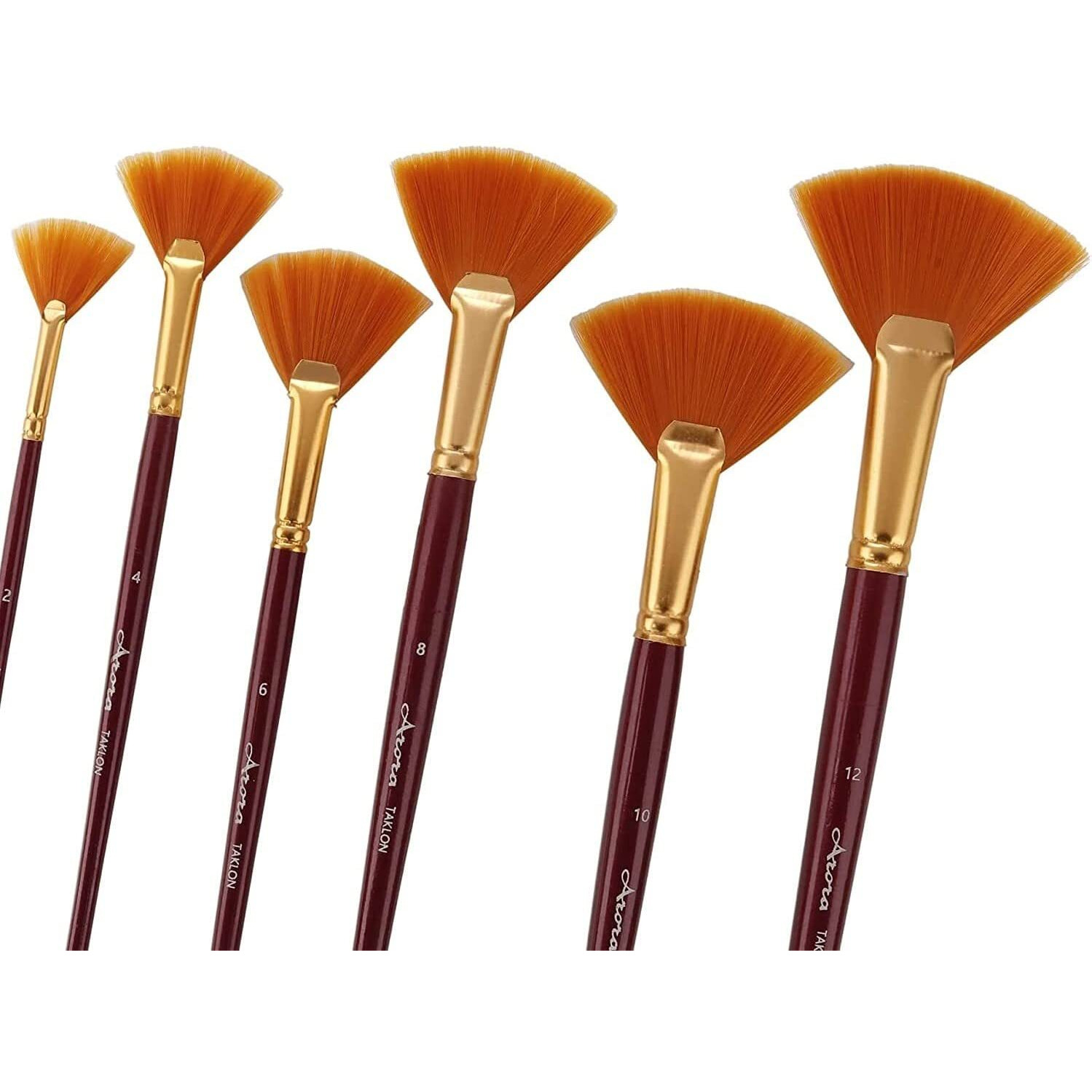 Arora Synthetic Golden Fan Brush (Pack Of 6)