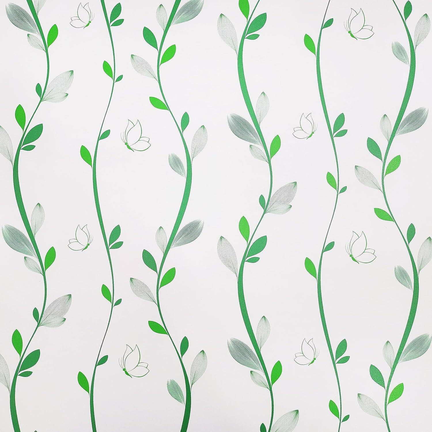 Redchimes Self-Adhesive Wallpaper Waterproof Old Furniture Vinyl Stickers Wooden Door Wardrobe Desktop Pvc Wall Papers 45 X 304 Cm (Green Leaves)