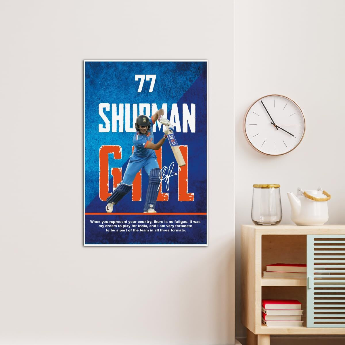 Tenorarts Shubman Gill Poster Indian Cricket Wall Posters Adhesives On Back With Thick 300 Gsm Matt Finish Paper (18Inches X 12Inches)