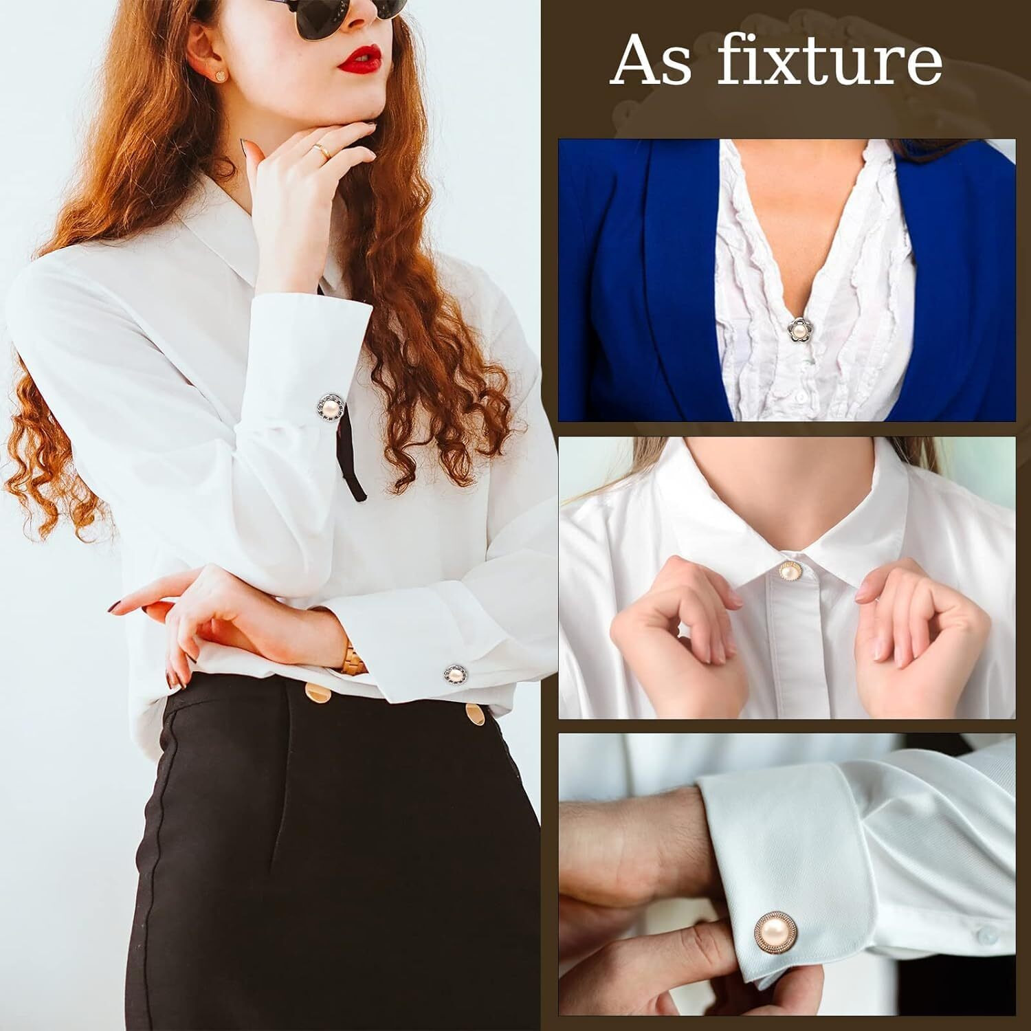 Mgnlr 6 Styles Women Shirt Brooch Buttons Cover Up Button Pearl Safety Brooch Pins Button For Clothing Dress Supplies Clothing Bags Accessories Supplies Diy Crafts (30 Pcs)