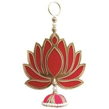 Abhsant Lotus Hangings For Decoration Floral Wall Hangings For Temple Decor Showpiece For Home Decor (4, Lotus Jumkha - Red)