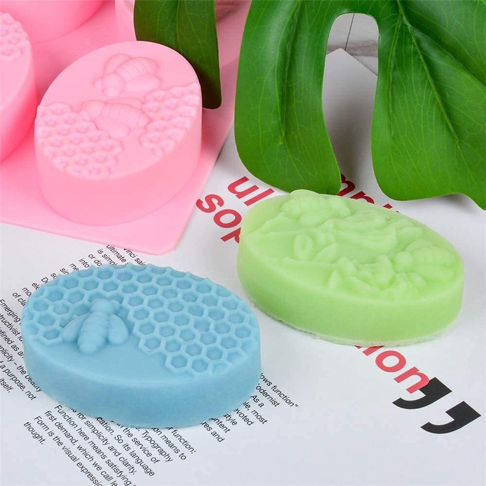 Topinon 3D Bee Silicone Molds, Honeycomb Mold For Soaps, Beehive Cake Baking Mold, Candle Mold Resin Mold For Homemade Craft (Multicolor)