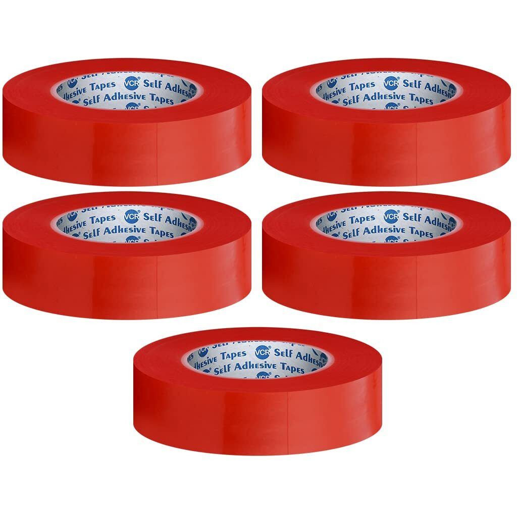 Vcr Red Strong Acrylic Transparent Adhesive - Double Sided Heat Resistant - (Polyester Tape) - 45 Meters In Length - 24Mm Width - 5 Roll Per Pack