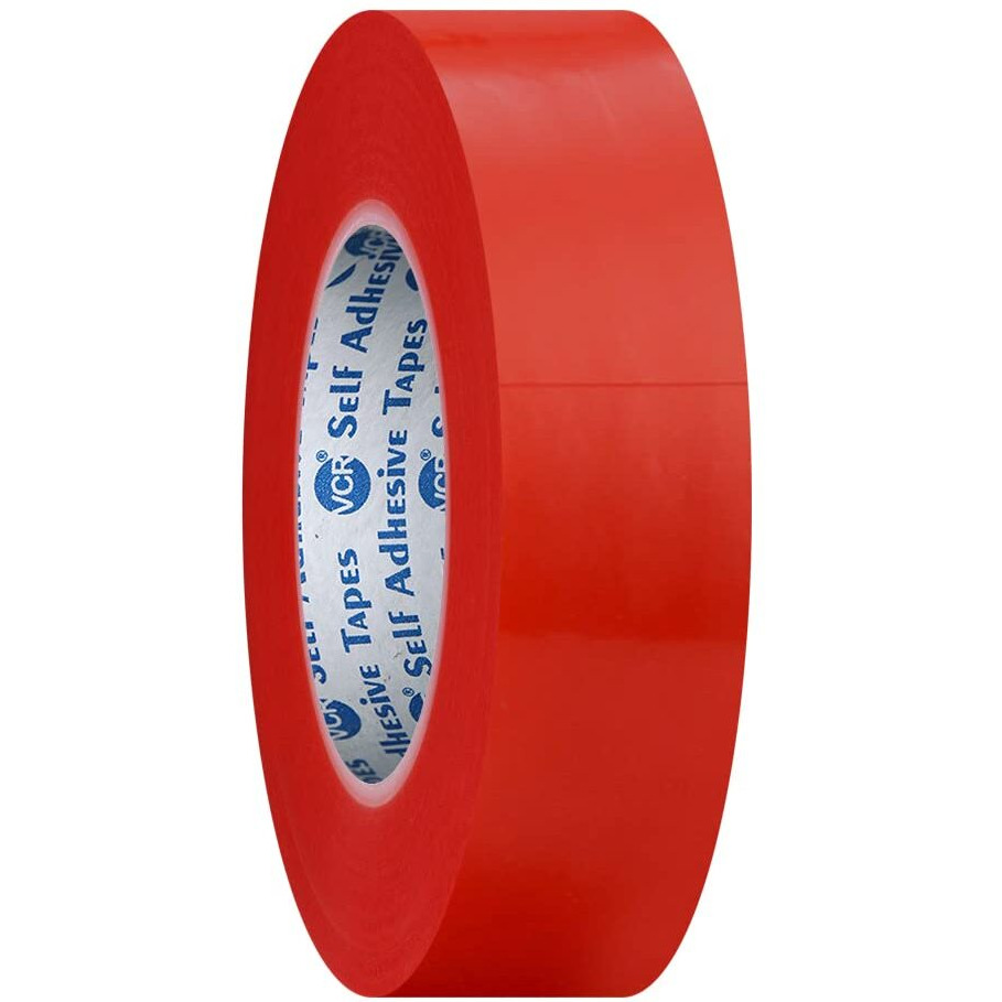 Vcr Red Strong Acrylic Transparent Adhesive - Double Sided Heat Resistant - (Polyester Tape) - 45 Meters In Length - 24Mm Width - 5 Roll Per Pack