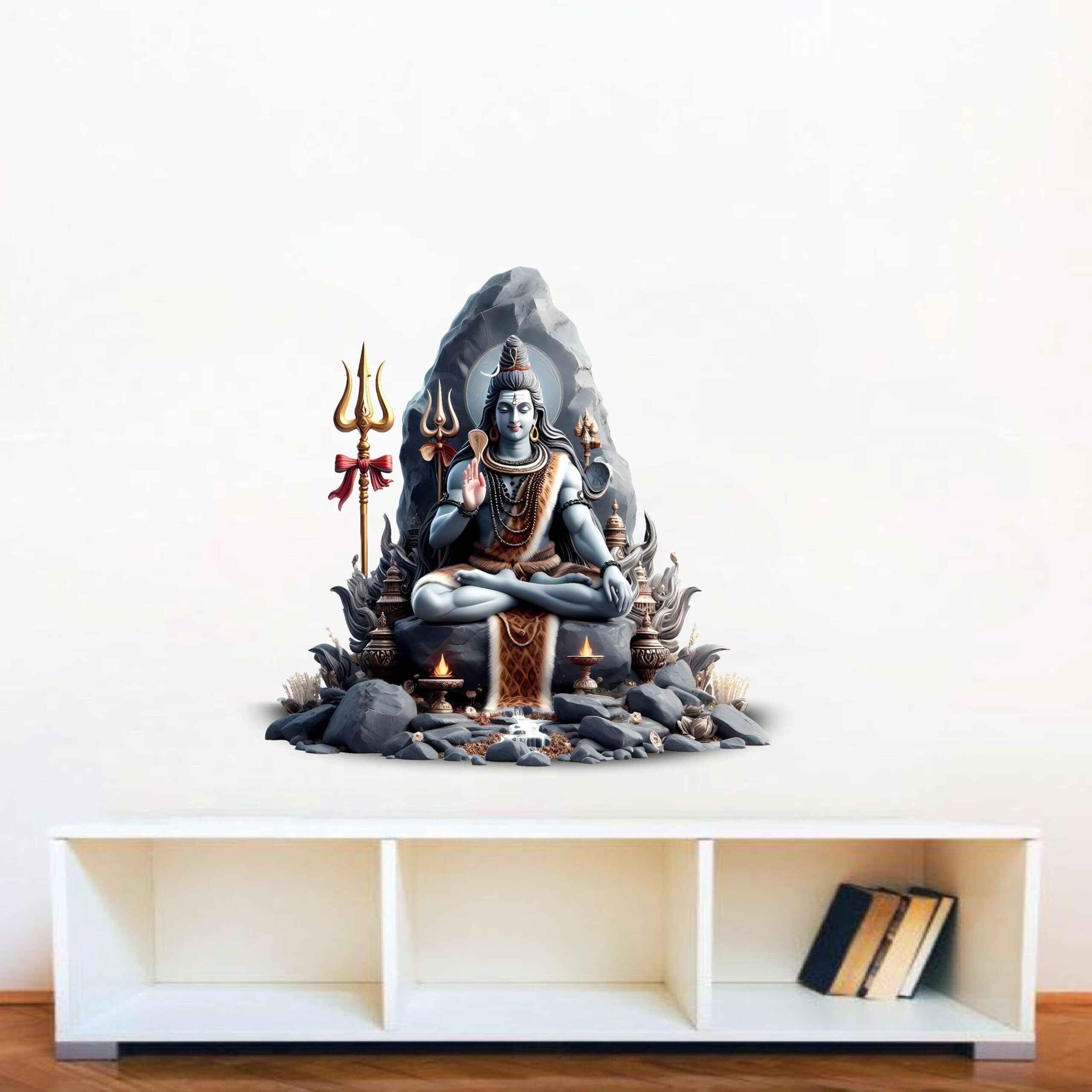 Creativeedge Lord Shiva Wall Sticker Pvc Vinyl Multicolor Decorative Wall Art For Home Temple Living Room Bedroom Pooja Room For Spiritual And Devotional Decoration (60 Cm X 69 Cm) Wall Sticker