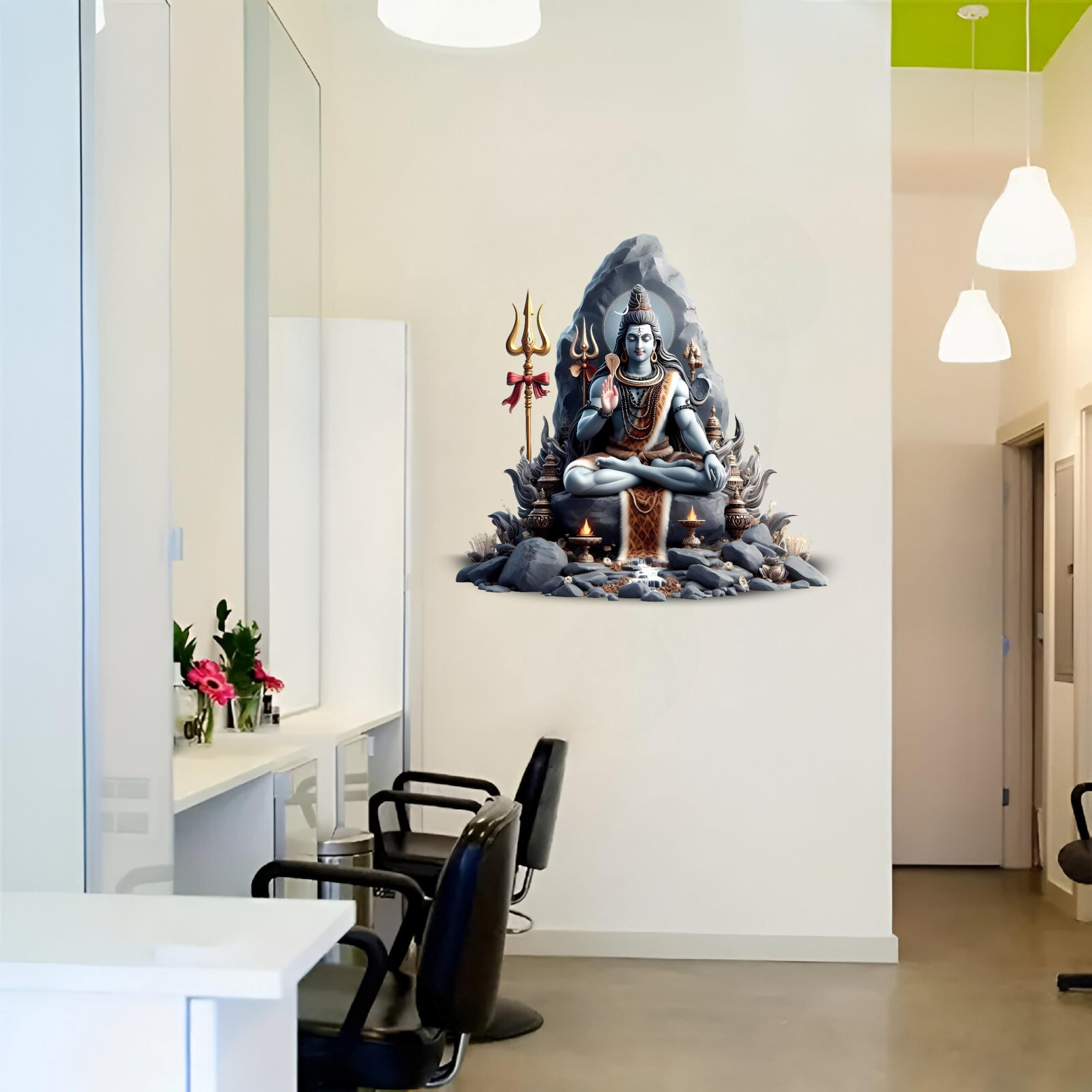 Creativeedge Lord Shiva Wall Sticker Pvc Vinyl Multicolor Decorative Wall Art For Home Temple Living Room Bedroom Pooja Room For Spiritual And Devotional Decoration (60 Cm X 69 Cm) Wall Sticker