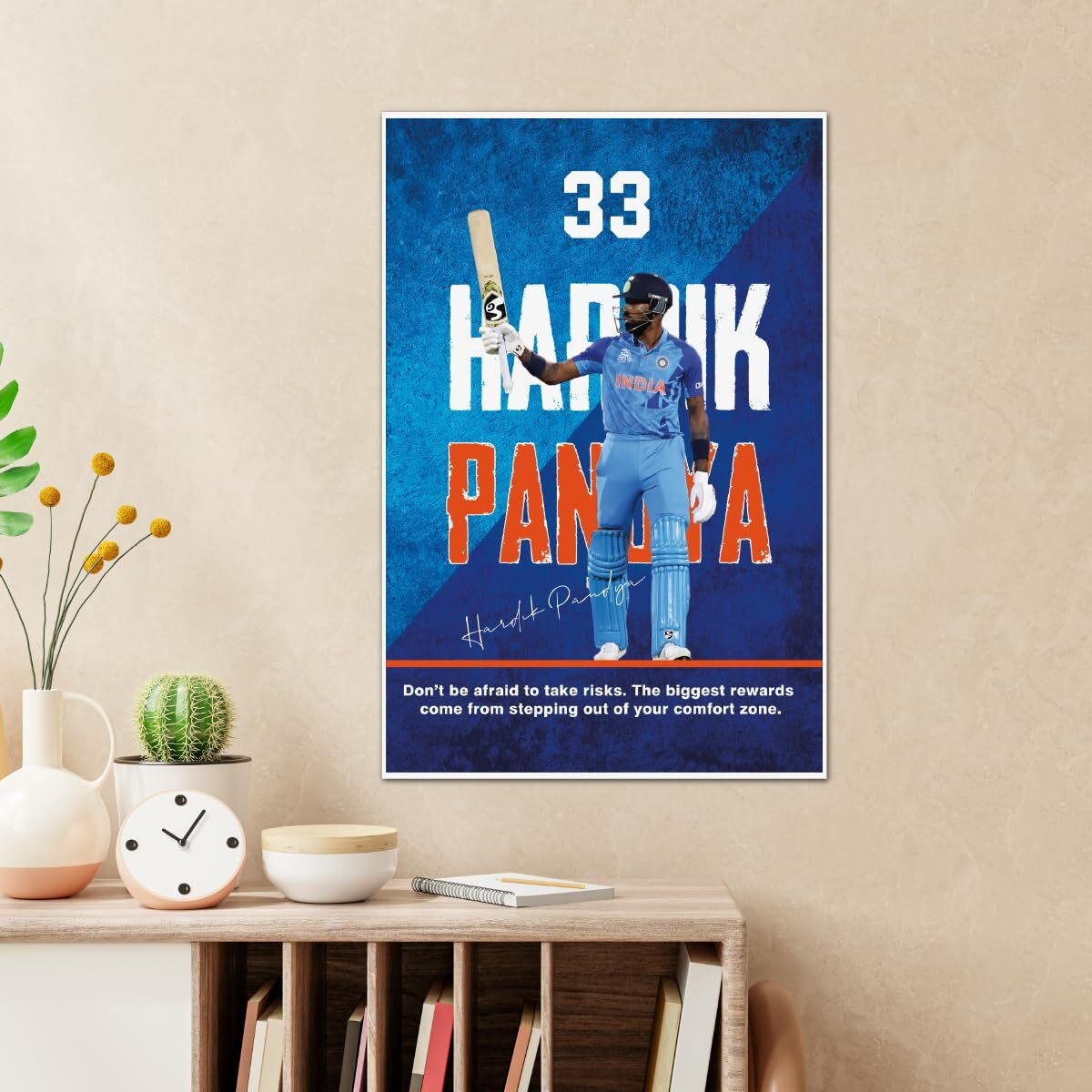 Tenorarts Hardik Pandya Poster Indian Cricket Wall Posters Adhesives On Back With Thick 300 Gsm Matt Finish Paper (18Inches X 12Inches)