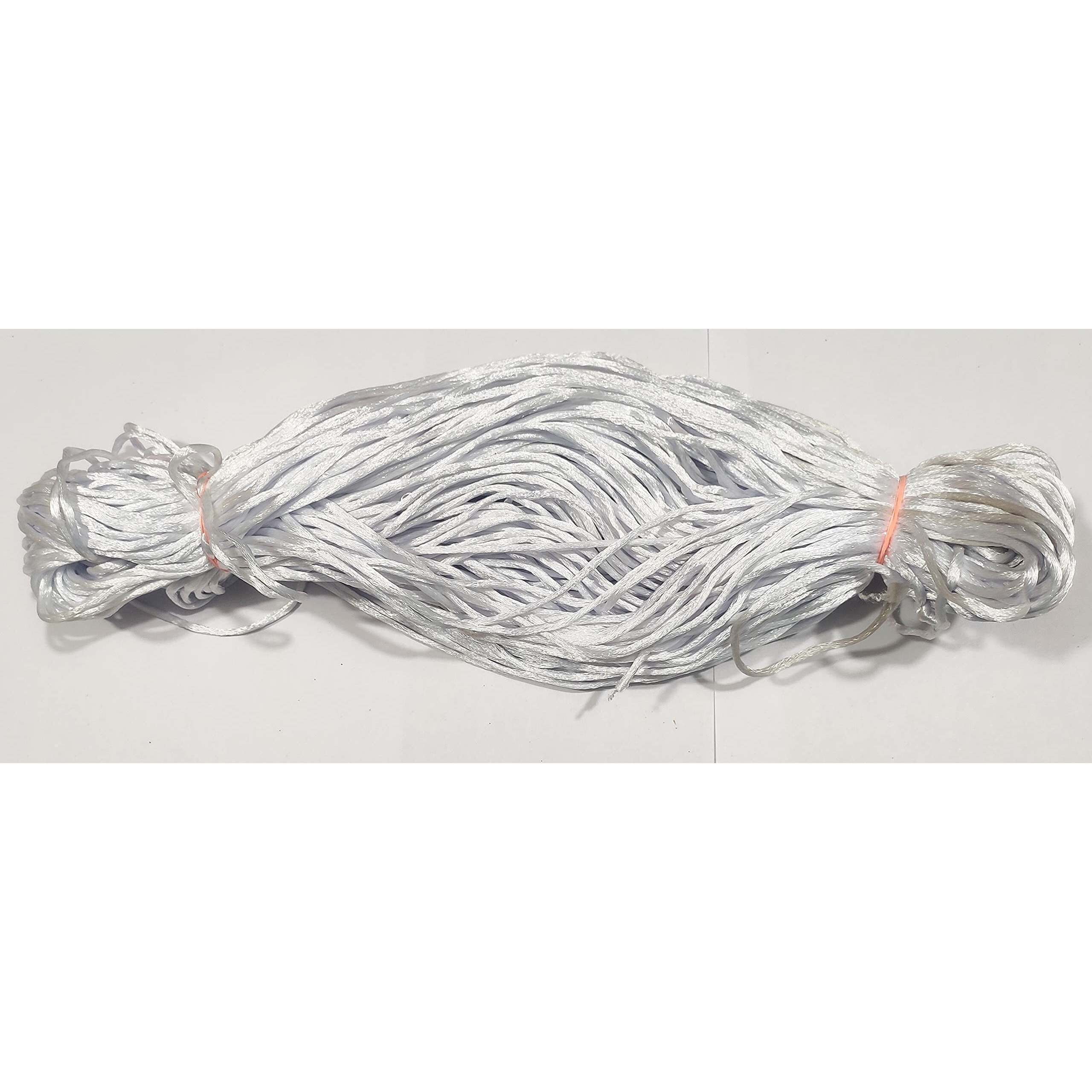 Omx 2.5 Mm, 60 To 75 Mtr, Thick Malai Macrame Cord/Malai Dori/Silk Macrame, Bugtail Satin Cord Shamballa Beading Kumihimo String (White)