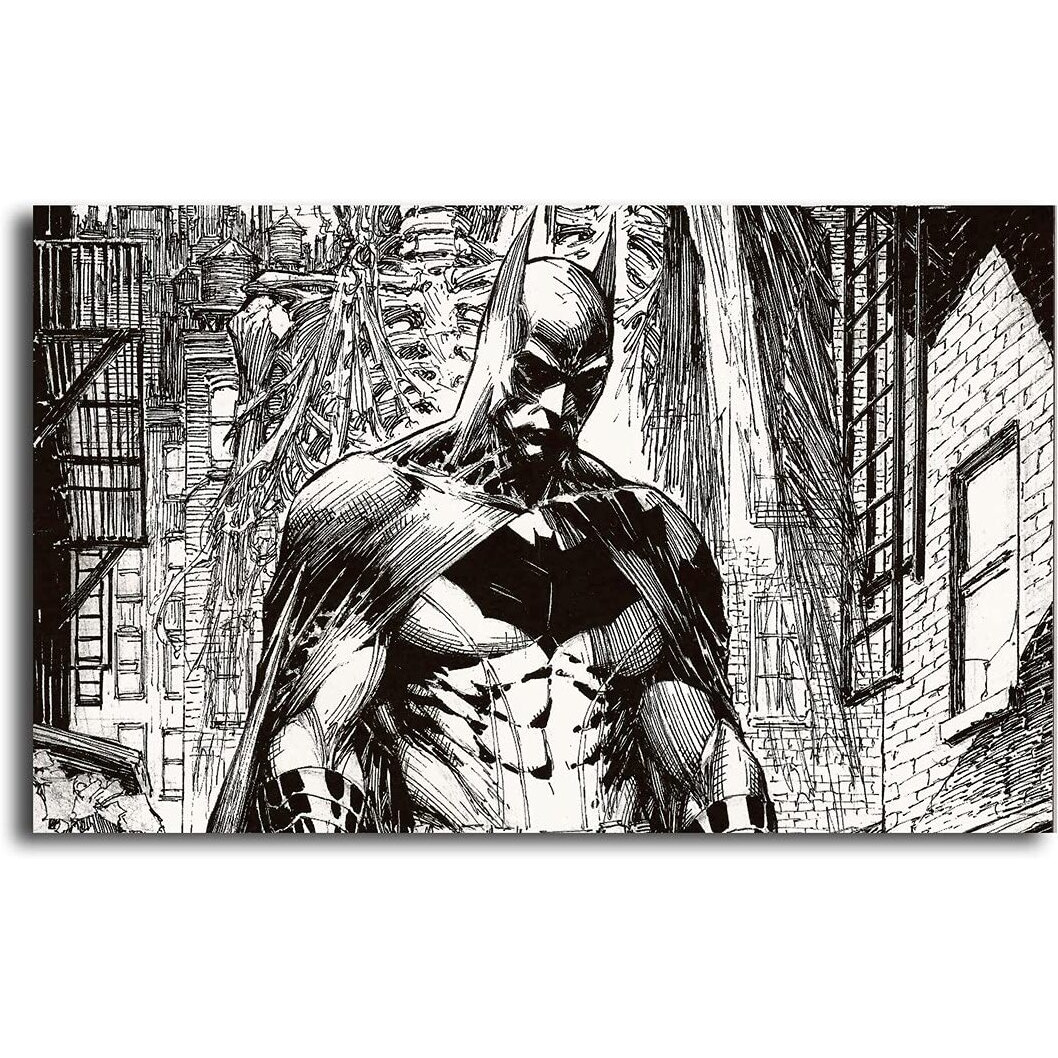 Pixelartz Wall Poster Batman Artwork Black & White Superhero Movie Posters Hd Quality For Home, Office, Restraunt, Kids Room, Wall, Door Decor Multicolor (358)