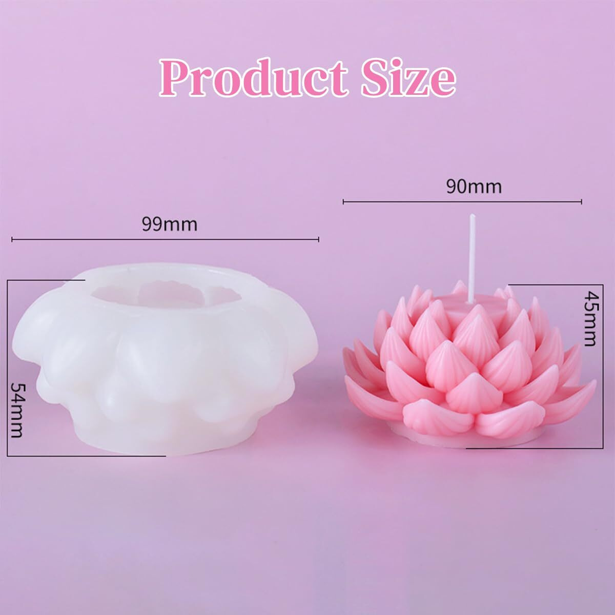 Supvox Lotus Resin Silicone Moulds - Cake Chocolate Mold 3D Diy Fondant Candle Soap Mould, Blooming Lotus Resin Aromatherapy Candles Gift Mold
