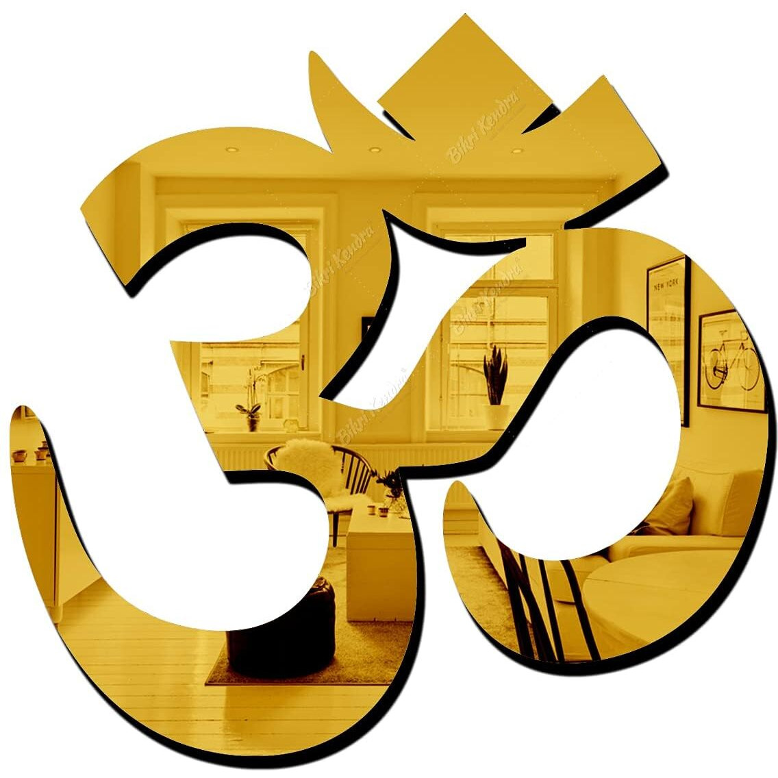 Chote Mote Seller - Om (Golden) Wall Mirror Stickers For Wall, Acrylic Mirror Wall Decor Sticker, Wall Mirror Stickers, Acrylic Stickers, Wall Stickers For Hall Room, Bed Room, Kitchen.