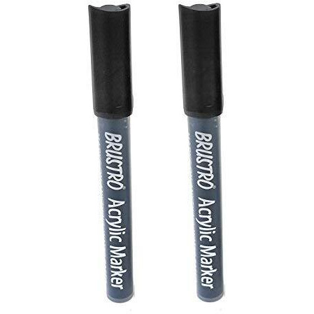 Brustro Acrylic (Diy) Marker Black Pack Of 2 (For Craftworks, School Projects, And Other Presentations)