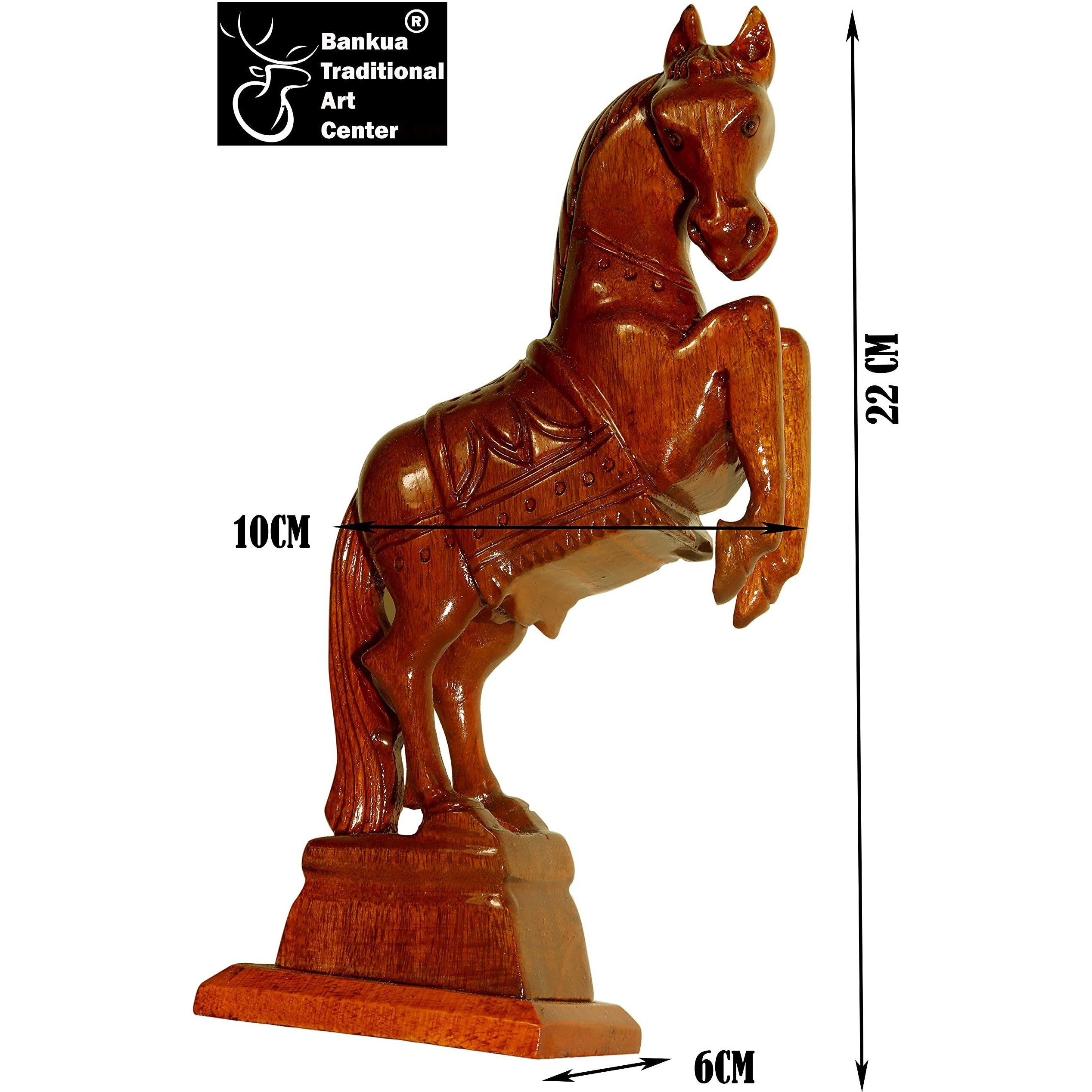 Bankura Traditional Art Center Horse Wooden Handicraft Table Decors Showpieces For Wall Decoration And Wall Mounted Home Decor 23Cm Brown,Pack Of 2
