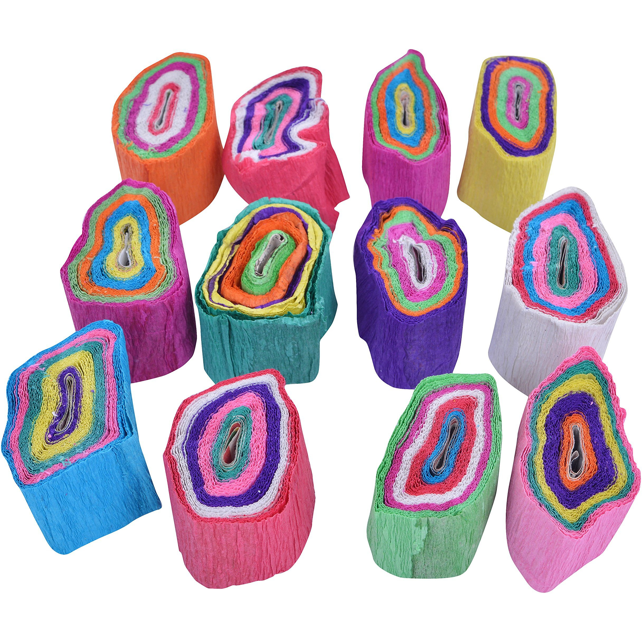 Decoration Craft Paper Decoration Ribbon Set (200 Cm X 3 Cm, Multicolour)- Pack Of 12