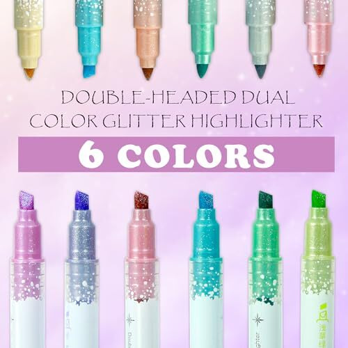 Glun 2 In 1 Gliter Marker, Self-Outline Gliter English Colour Markers, 12 Shades Bullet Journal Pens & English Gliter Shades Pens For Card Making, Scrapbooking, Drawing, And Diy Art Crafts For Kids