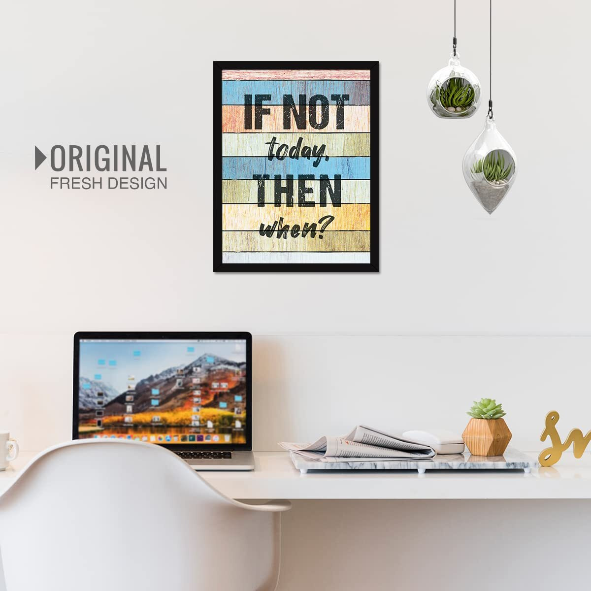 Chaka Chaundh - If Not Now Then When Poster Frame  Inspirational Framed Poster - Motivational Quotes Wall Frames For Office, Home & Student (11 X 14 Inches)