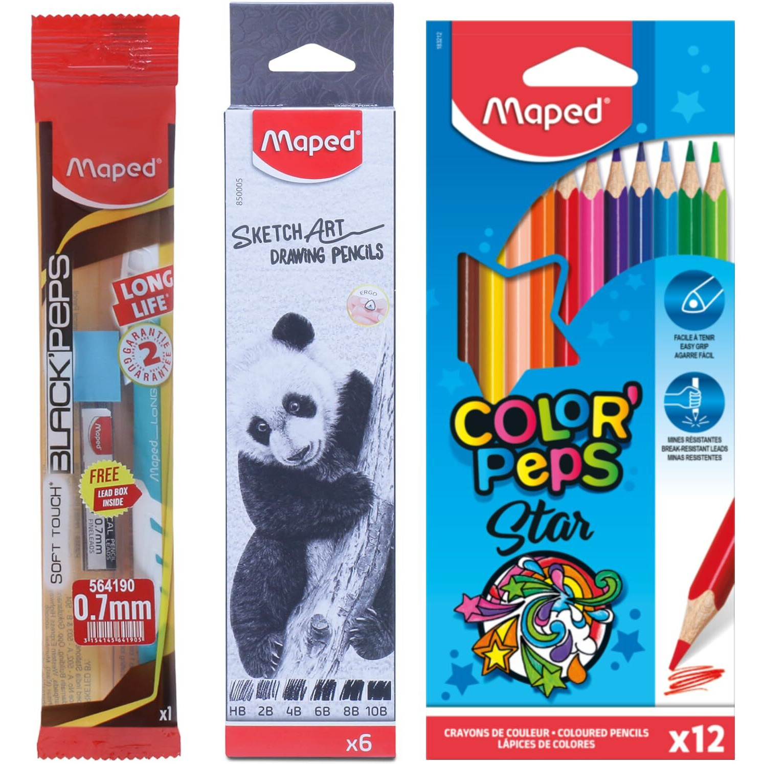 Maped 3 In 1 Kit|Drawing, Sketching & Colouring Kit|1 Mechanical Pencil, 6 Shading Pencils & 12 Colour Pencils|Colouring Kit|Birthday Gift|Colour Set For Kids|Summer Vacation Activity Kit For Kids
