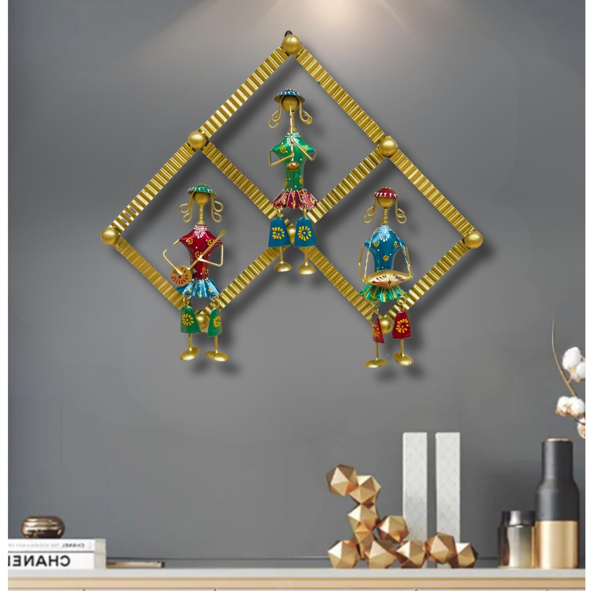 Anshika International Metal Tribal Musicians Wall Decor/Wall Hanging/Wall Decoration Item (22 X 19.5 Inches)