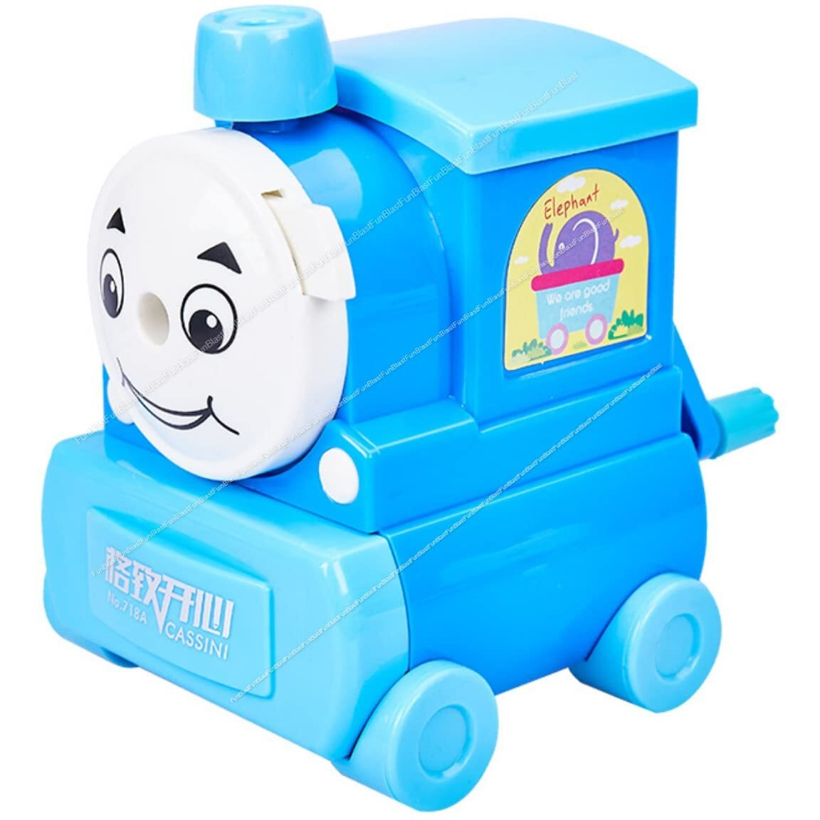 Funblast Kids Train Shaped Pencil Sharpener With Moving Wheels, Blue